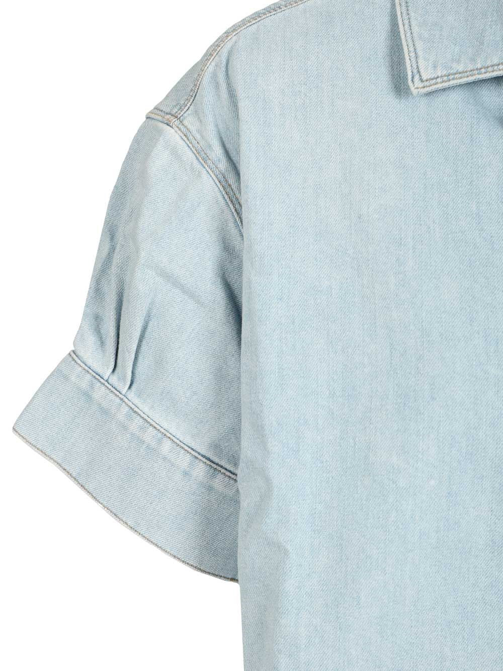 Loewe Paula's Ibiza Women Short-Sleeved Denim Shirt LOEWE