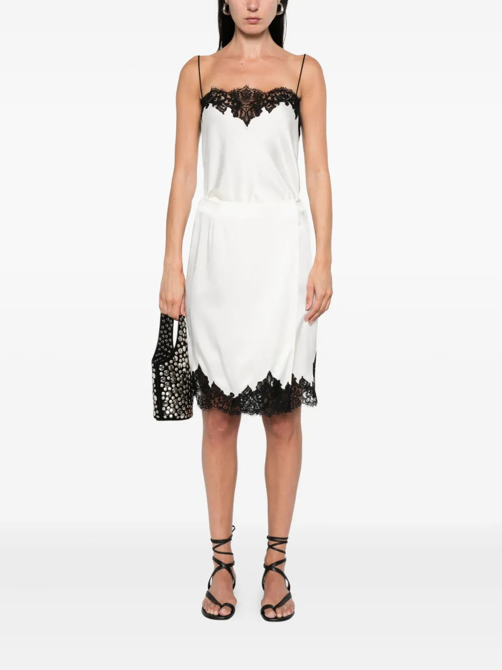 Stella Mccartney Women Jupe Midi En Satin Avec Dentelle STELLA MCCARTNEY