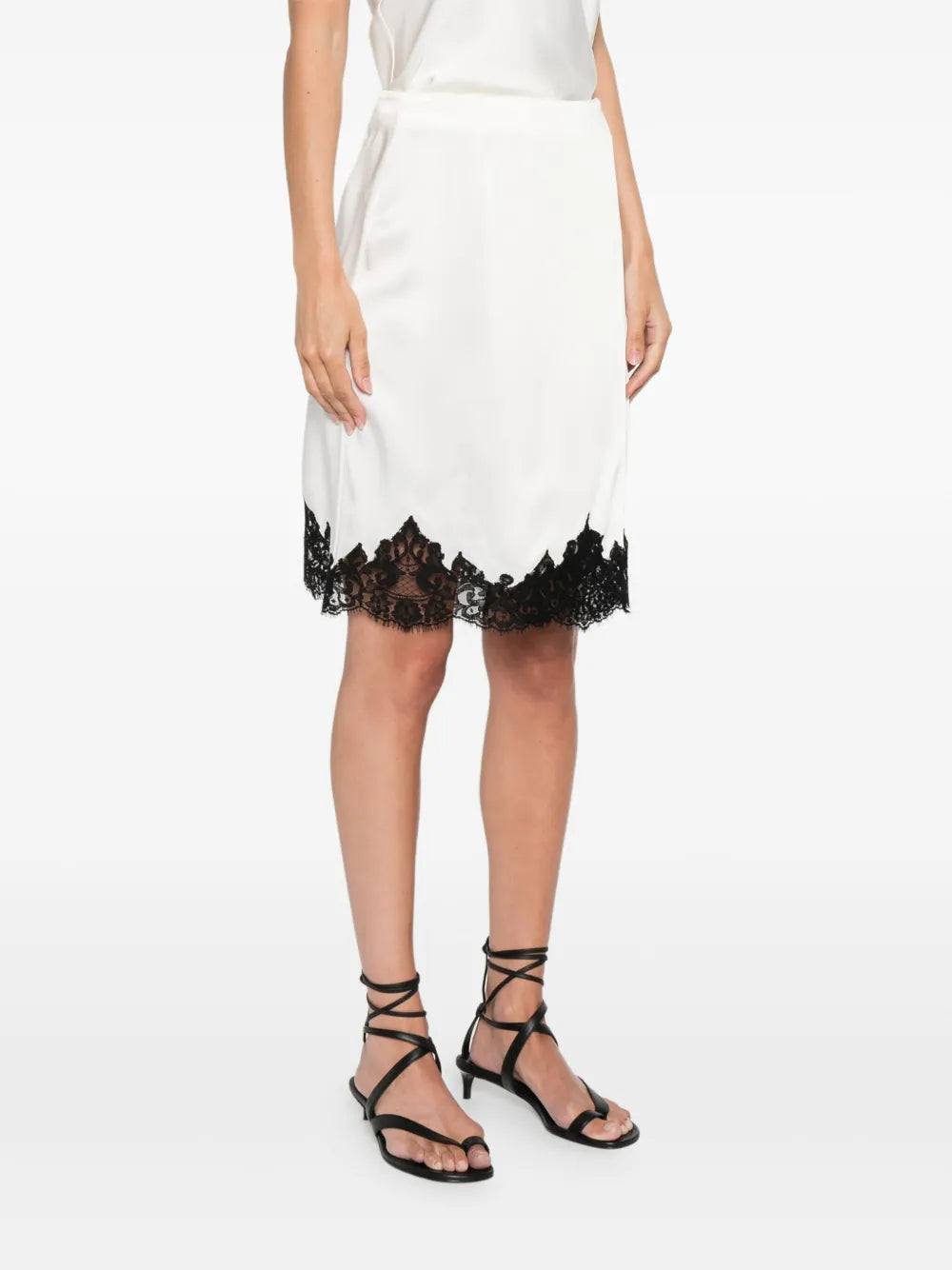 Stella Mccartney Women Jupe Midi En Satin Avec Dentelle STELLA MCCARTNEY