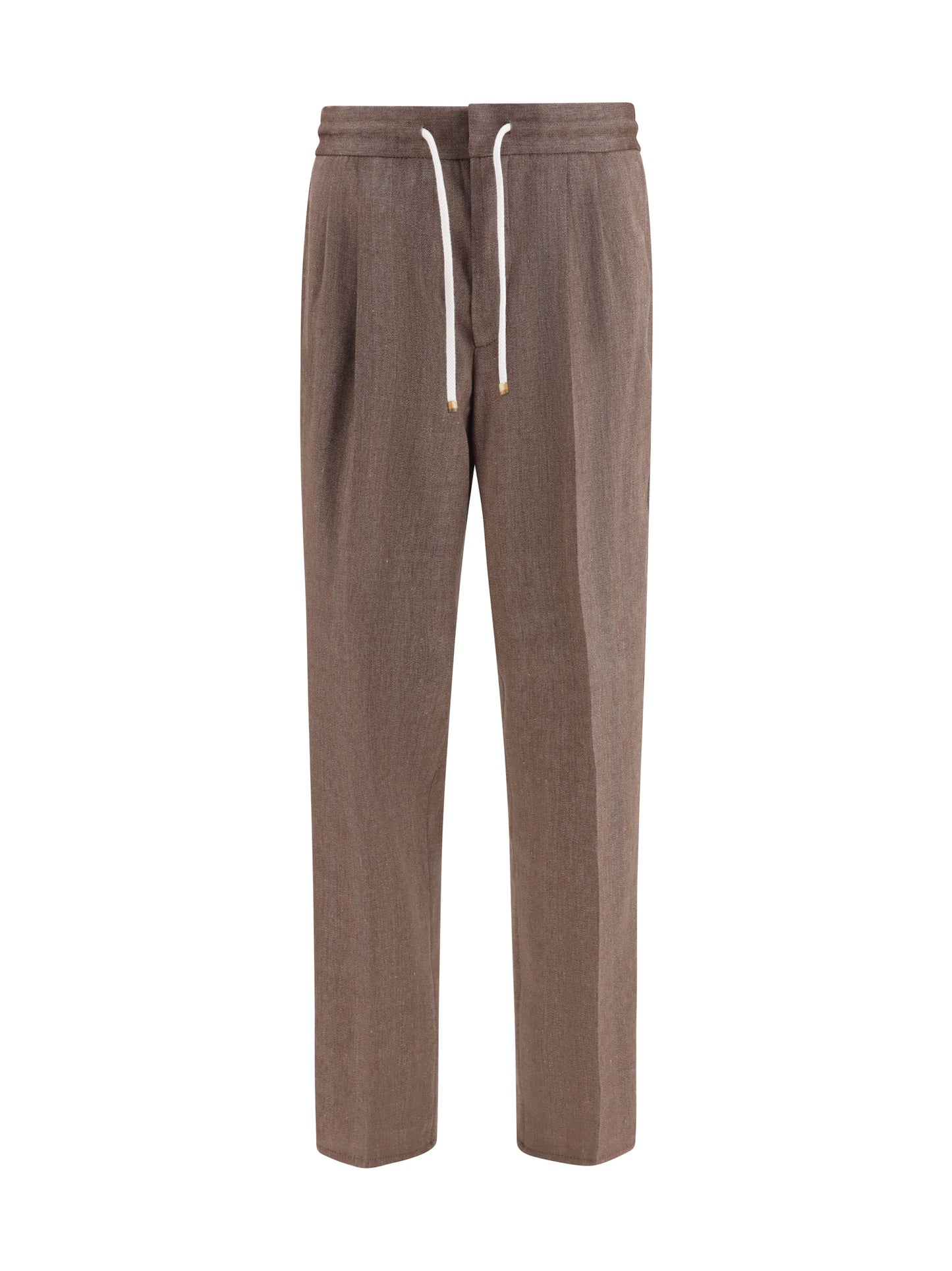 Brunello Cucinelli Men Herringbone Linen And Wool Pants BRUNELLO CUCINELLI