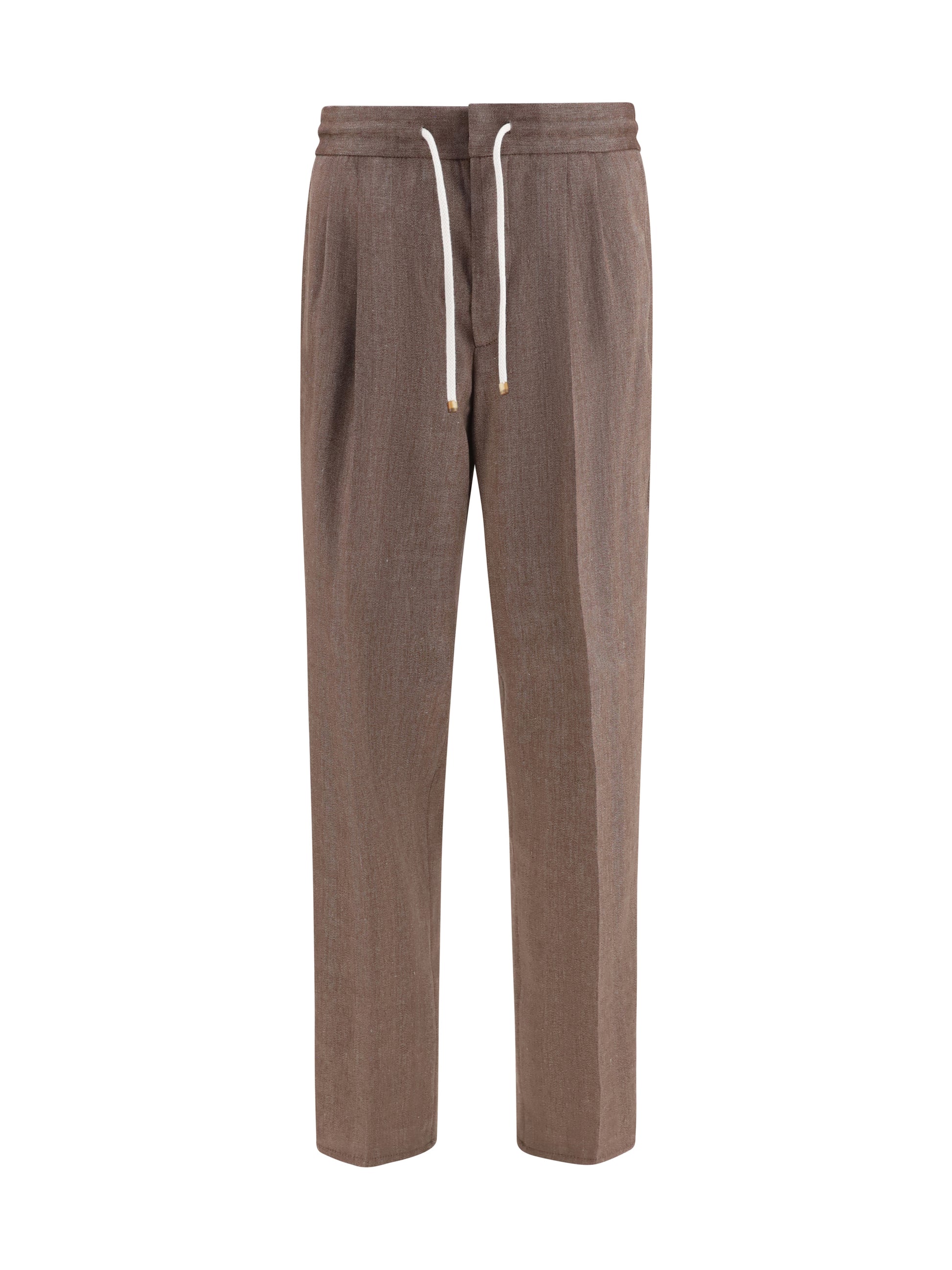Brunello Cucinelli Men Herringbone Linen And Wool Pants BRUNELLO CUCINELLI