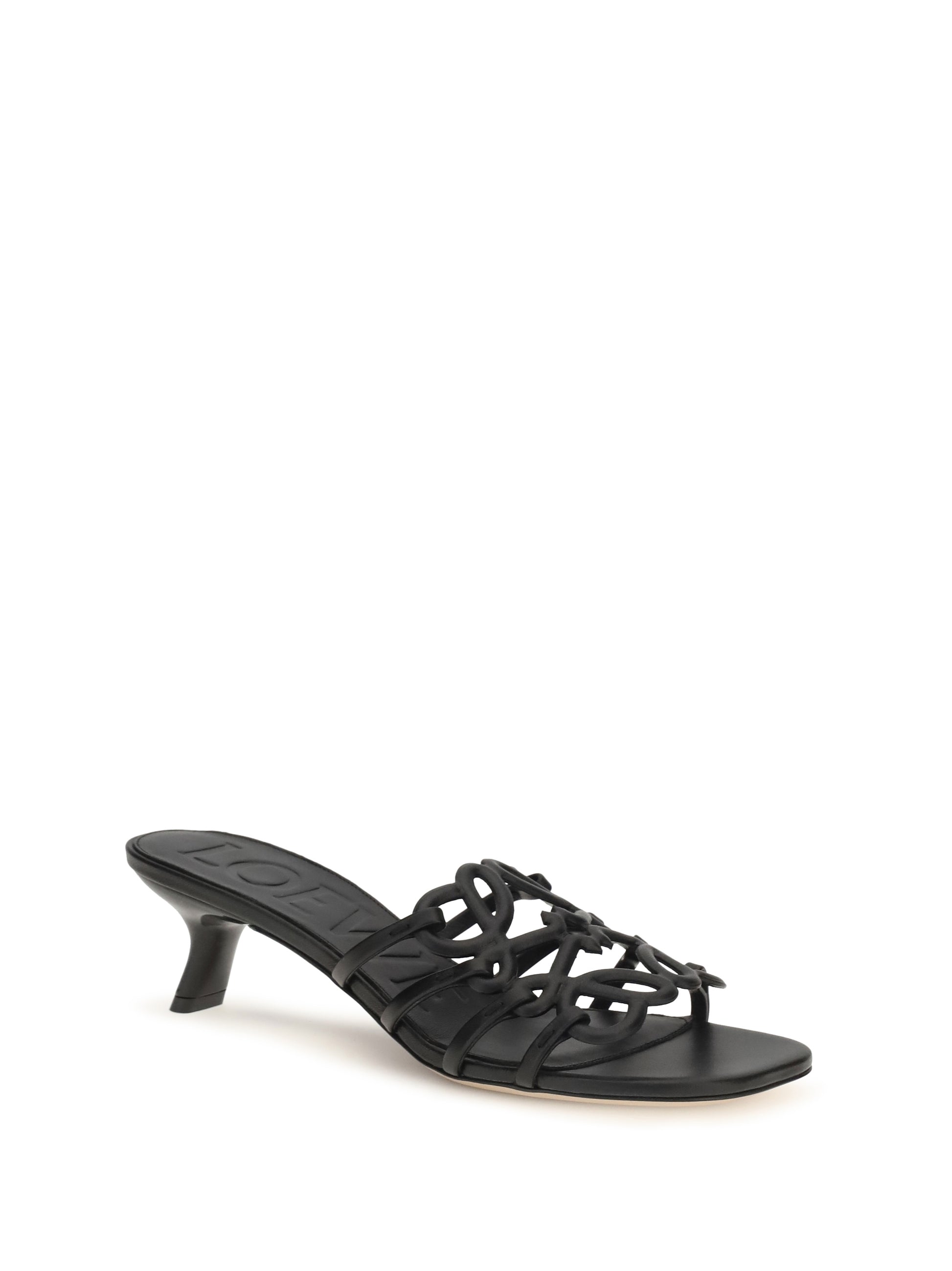 Loewe Women Anagram Petal Leather Slide Sandals LOEWE