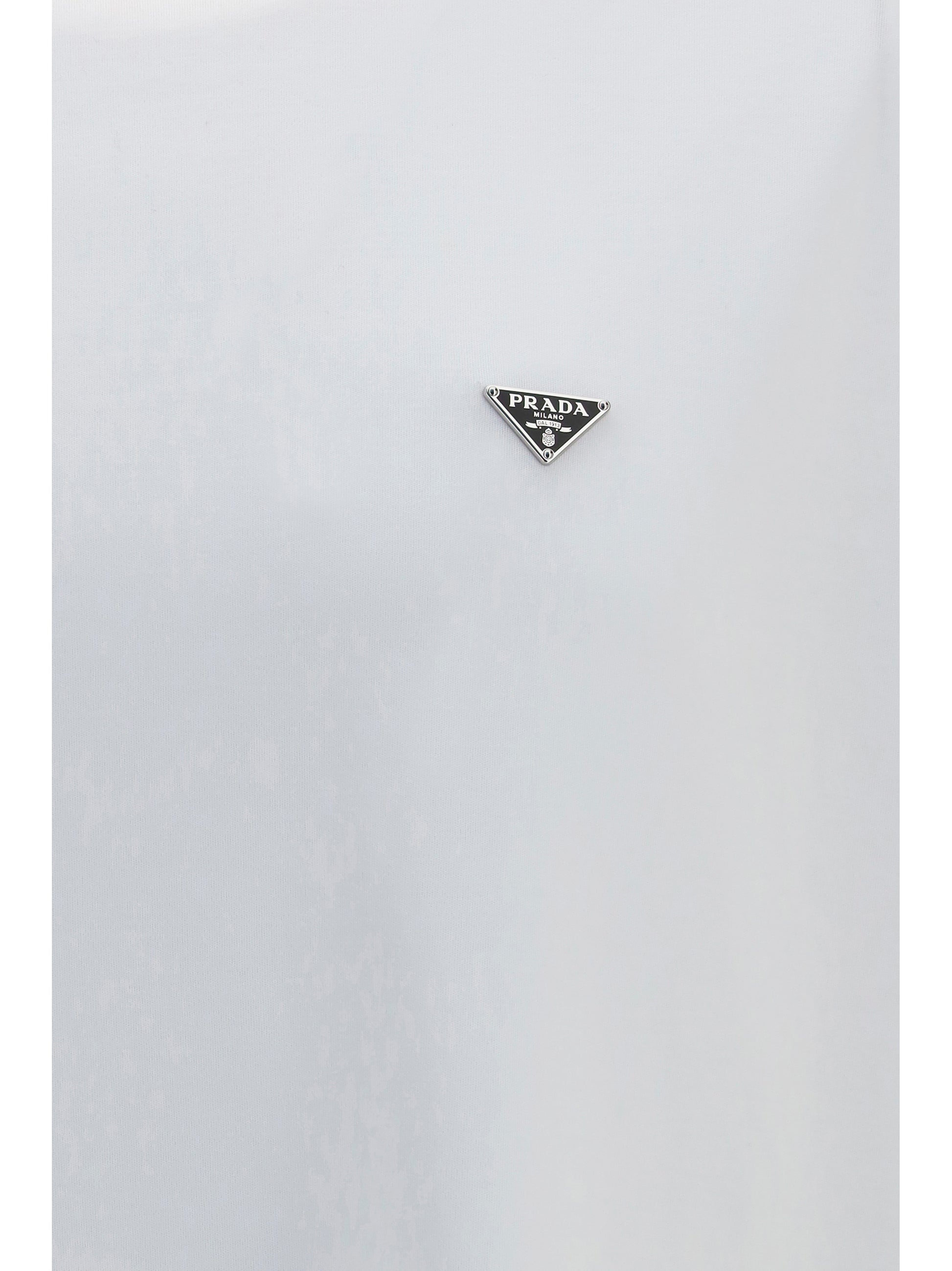 Prada Men Cotton T-Shirt With Triangle Logo PRADA