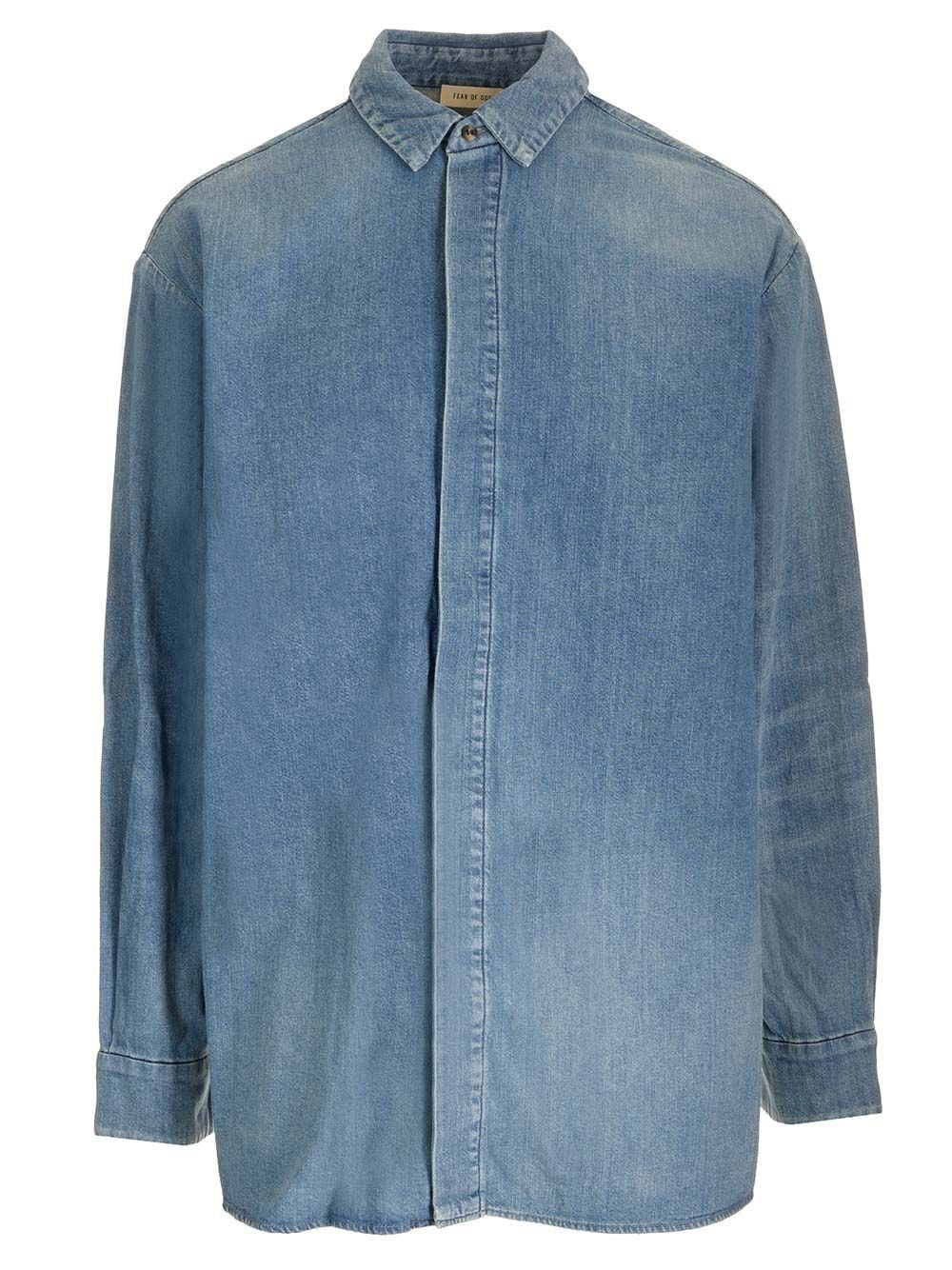 Fear Of God Men "Vented" Denim Shirt FEAR OF GOD