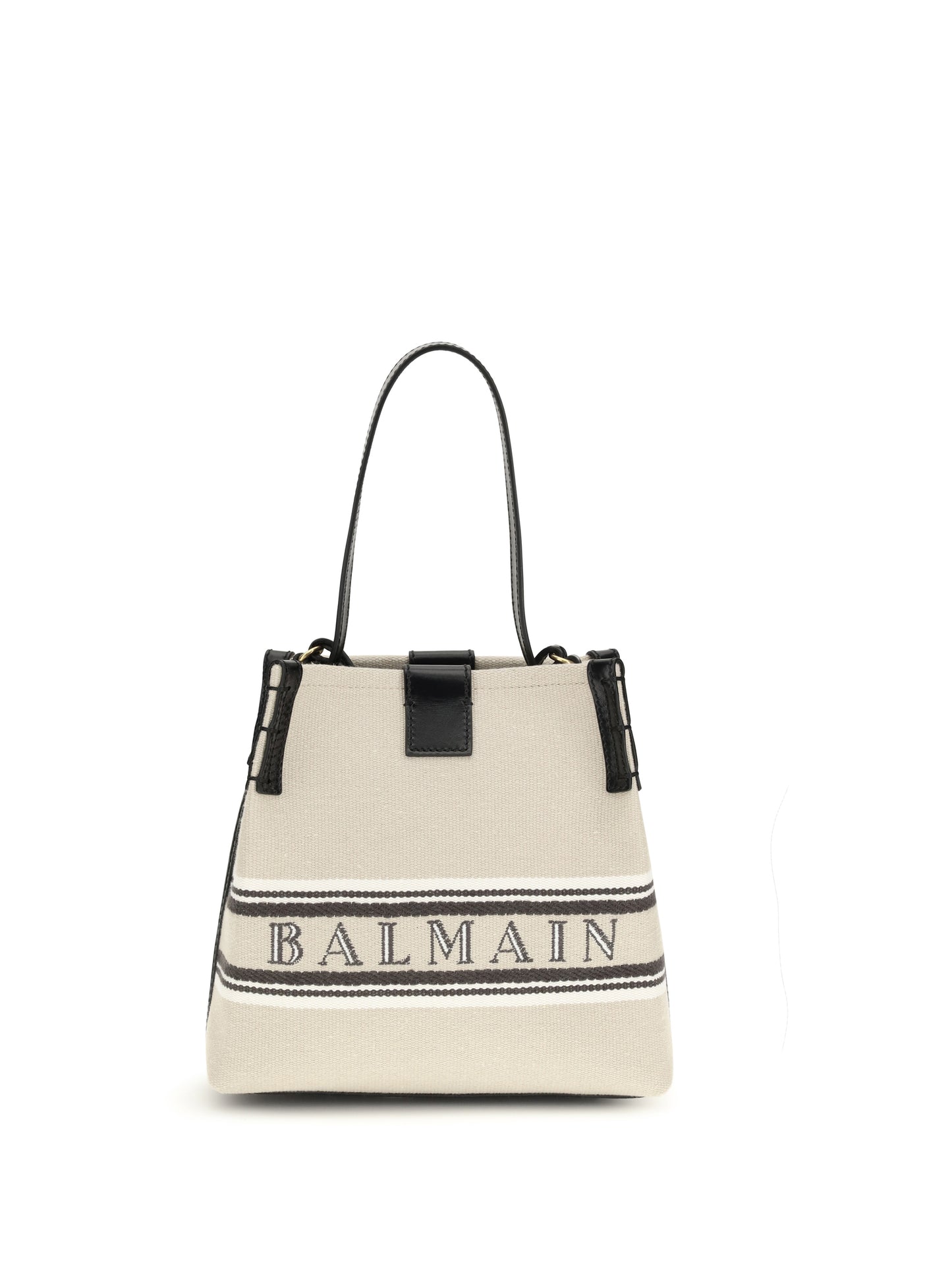 Balmain Women Release Bucket Bag In Canvas And Leather BALMAIN