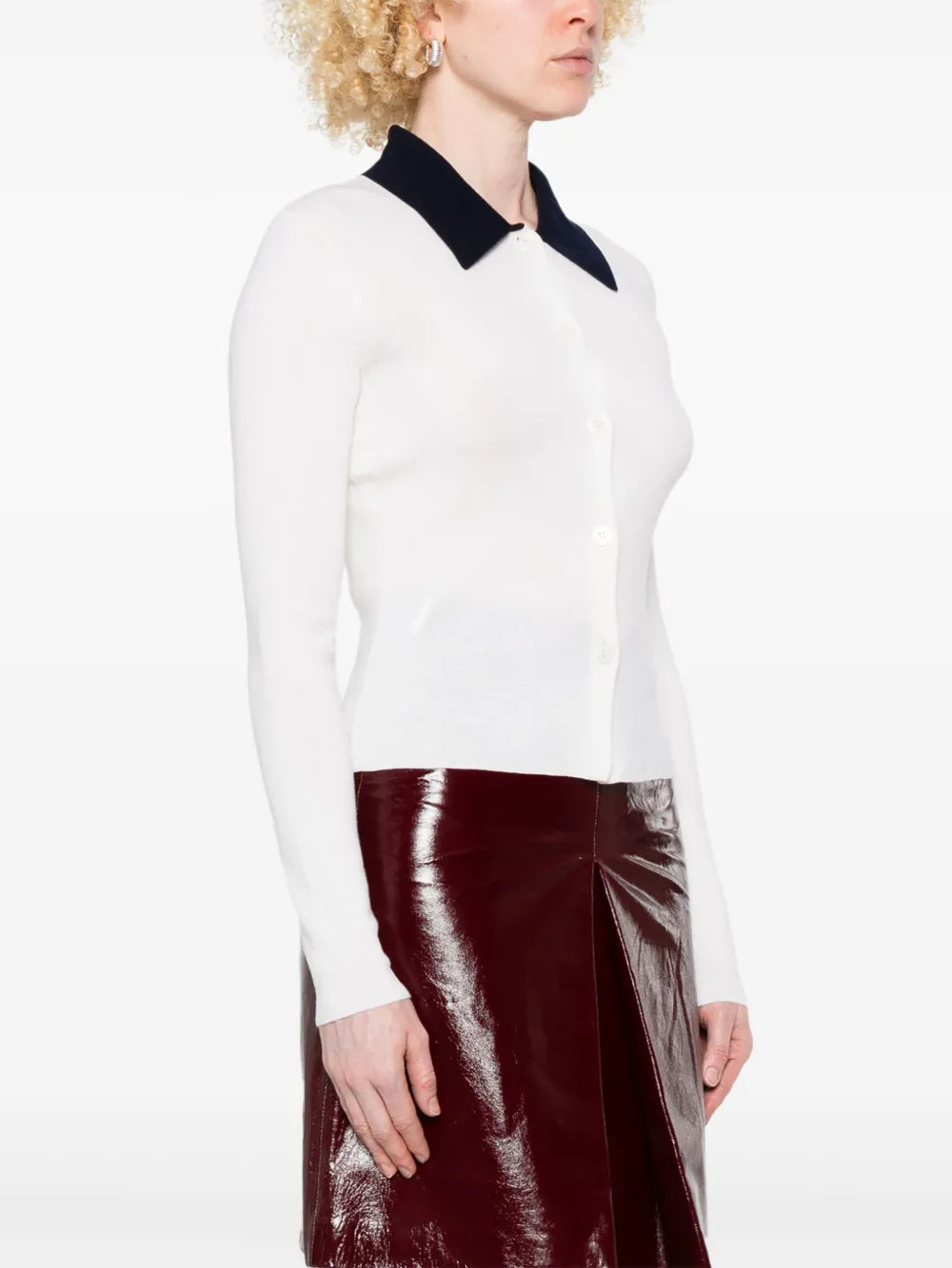Self-Portrait Women Wool Cardigan With Contrast Collar SELF-PORTRAIT