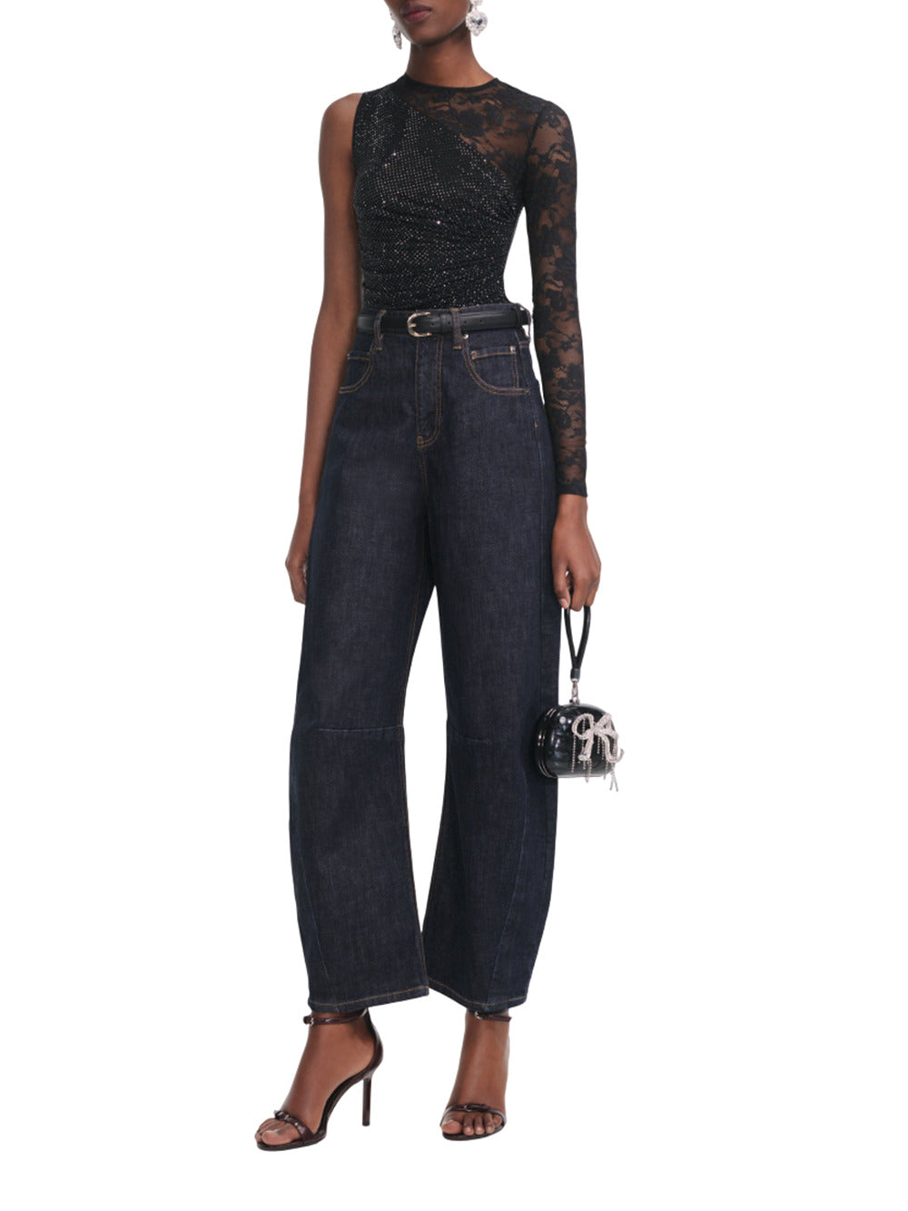 Self-Portrait Women One Shoulder Floral Lace Top SELF-PORTRAIT