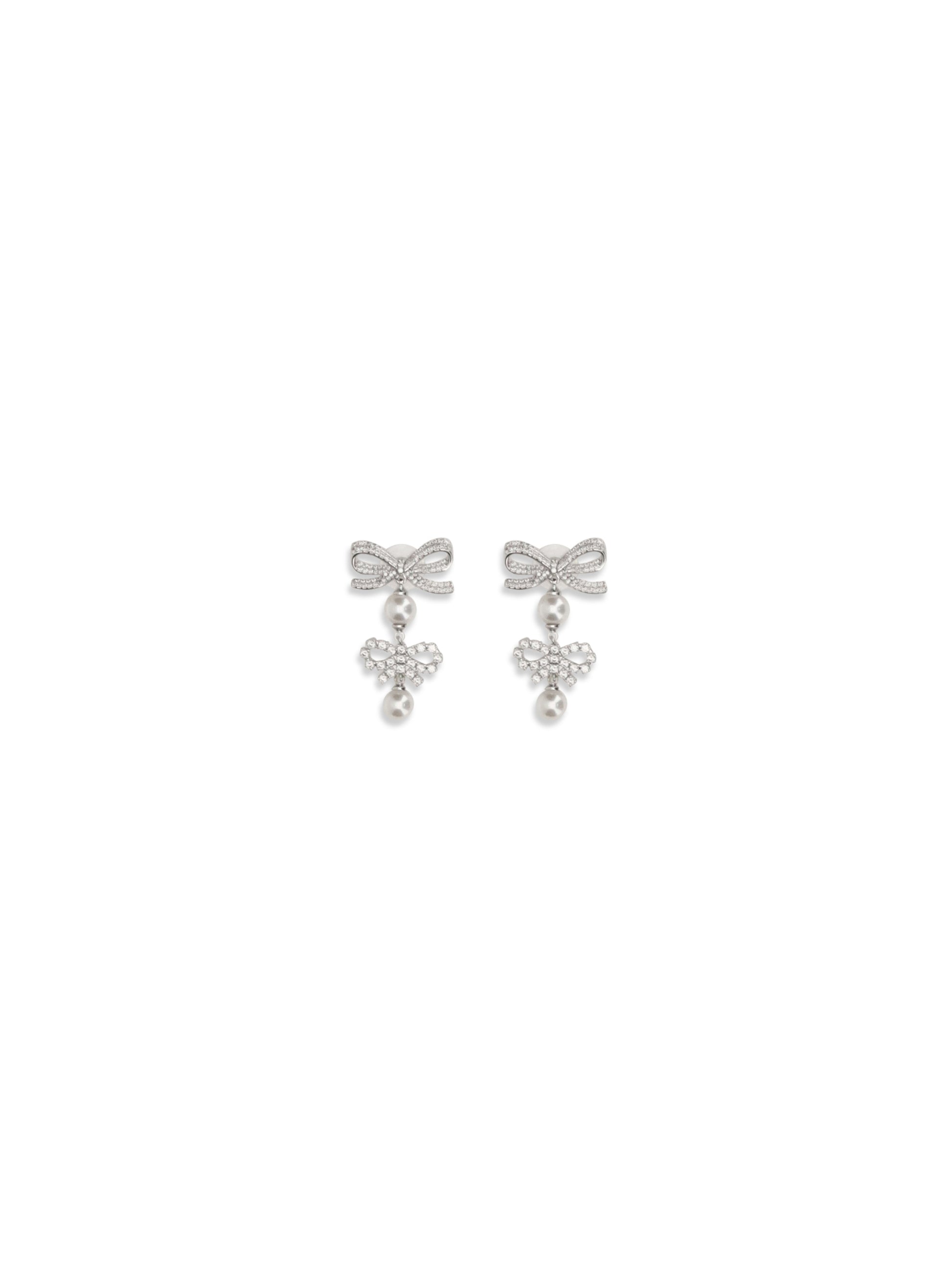 Self-Portrait Women Double Bow Pearl Earrings SELF-PORTRAIT