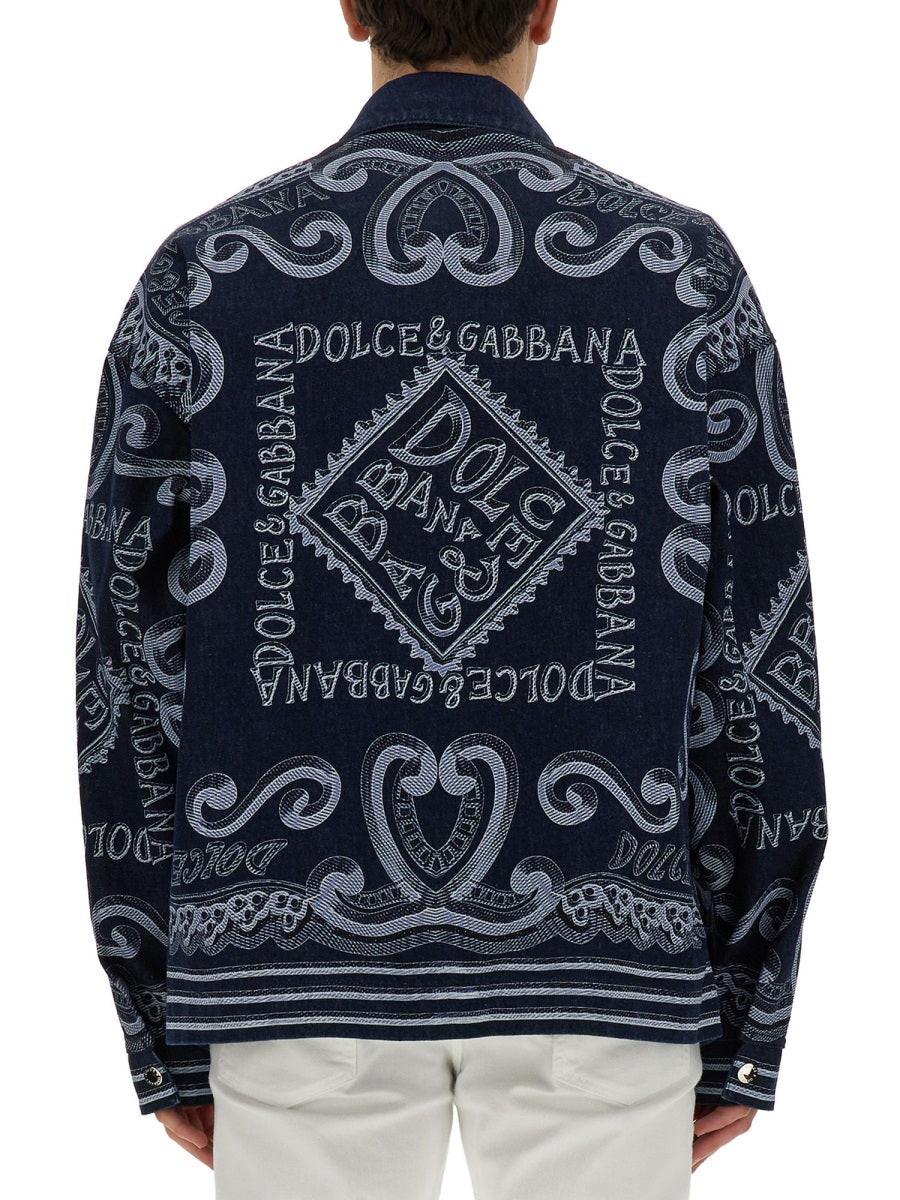 Dolce & Gabbana Men Navy Print Cardigan DOLCE & GABBANA