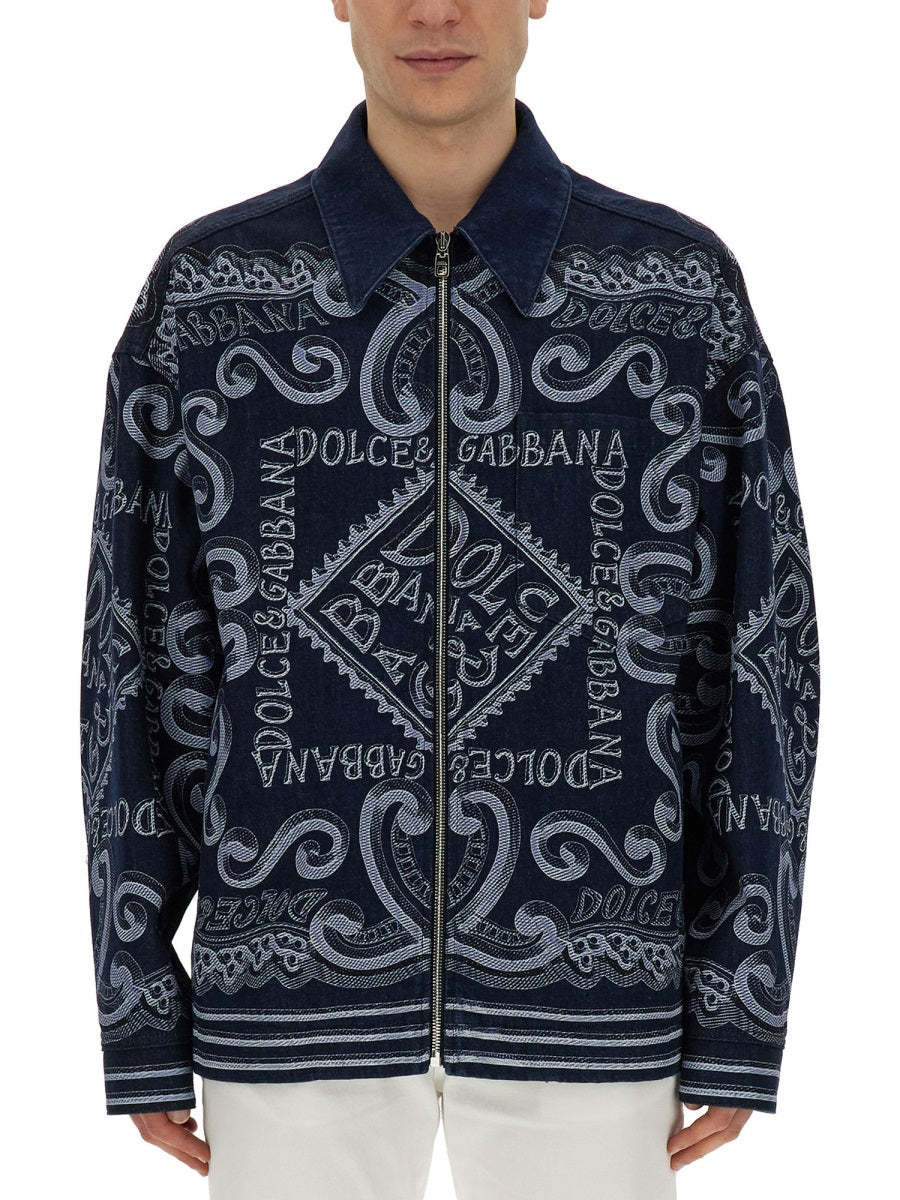 Dolce & Gabbana Men Navy Print Cardigan DOLCE & GABBANA