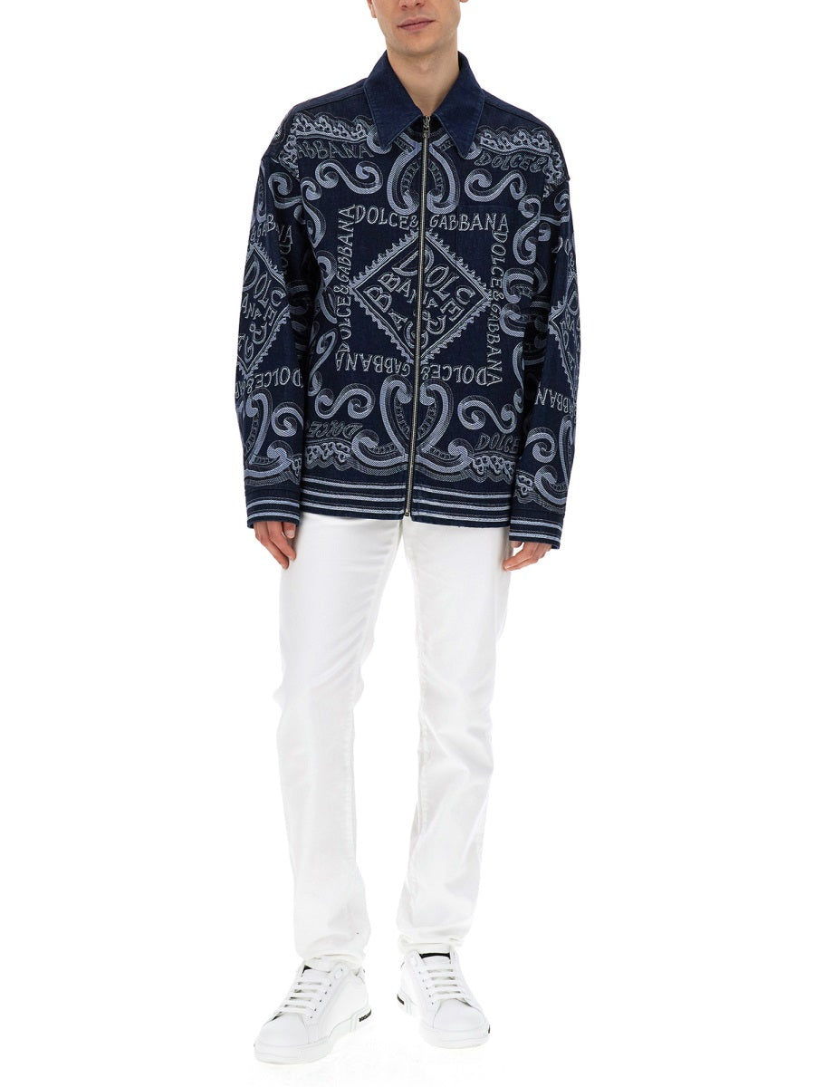 Dolce & Gabbana Men Navy Print Cardigan DOLCE & GABBANA