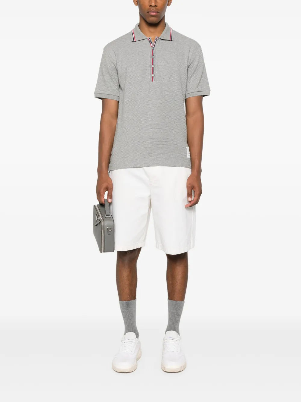 Thom Browne Men Cotton Polo With Logo Embroidery THOM BROWNE