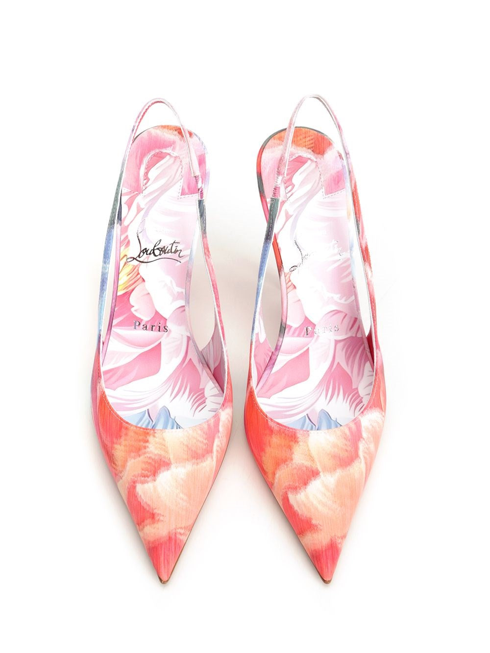 Christian Louboutin Women "Miss Z" Sling Back  In Peonies Printed Chiné Fabric CHRISTIAN LOUBOUTIN