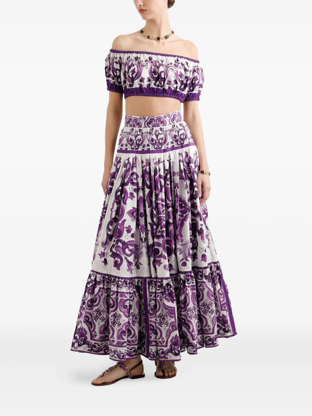 Dolce & Gabbana Women Long Skirt With Majolica Print DOLCE & GABBANA