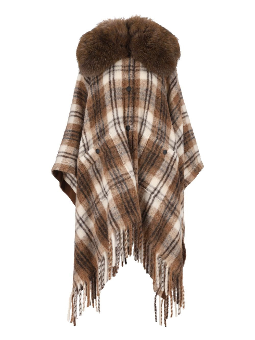 Moncler Grenoble Women Cape With Shearling Collar MONCLER GRENOBLE