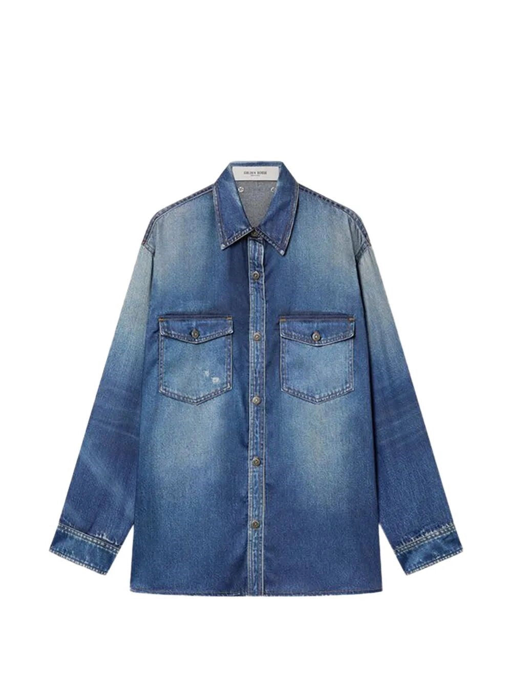 Golden Goose Women `Journey` Oversize Denim Shirt With Print GOLDEN GOOSE