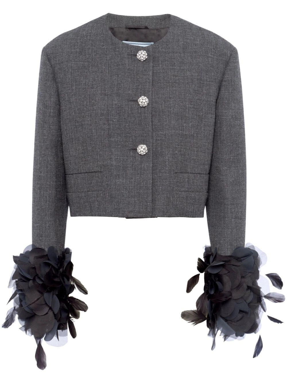 Prada Women Cropped Jacket With Feather PRADA