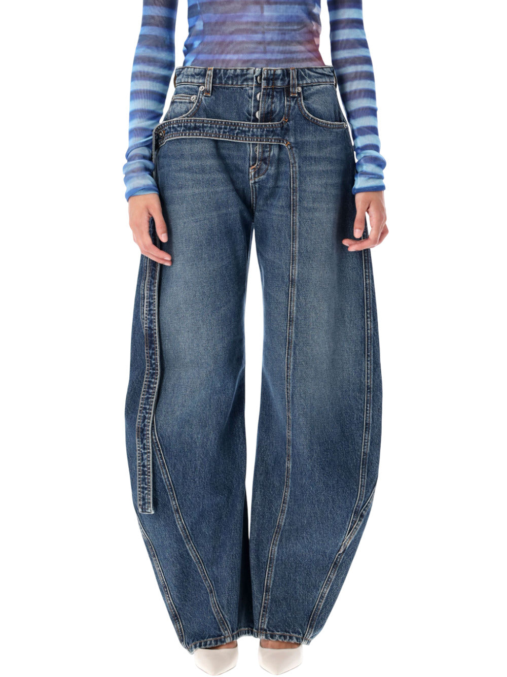 Jean Paul Gaultier Women Low-Waist Jeans With Front Strap Detail JEAN PAUL GAULTIER