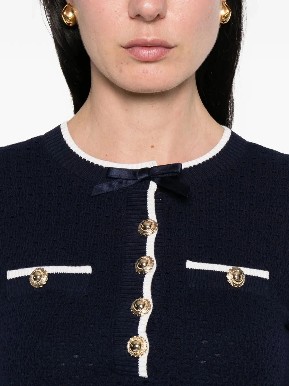 Self-Portrait Women Bow Knit Mini Dress SELF-PORTRAIT