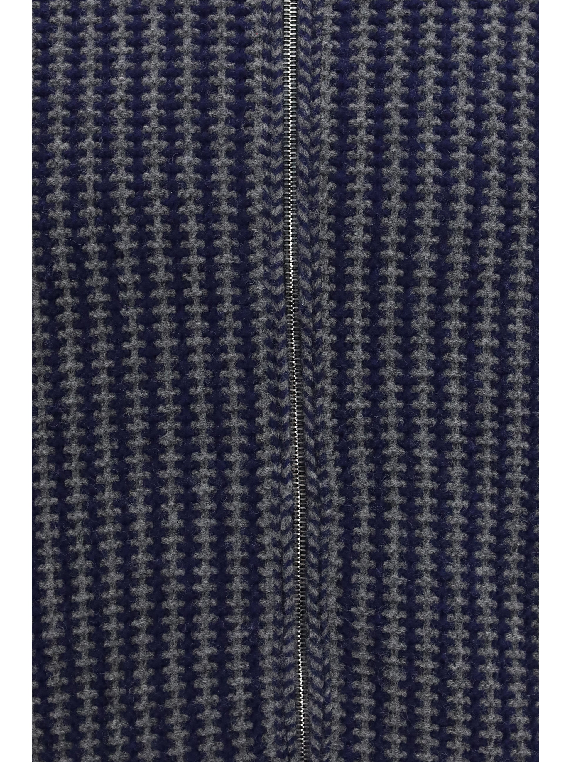 Versace Men Intarsia Wool Knit Zip Cardigan VERSACE
