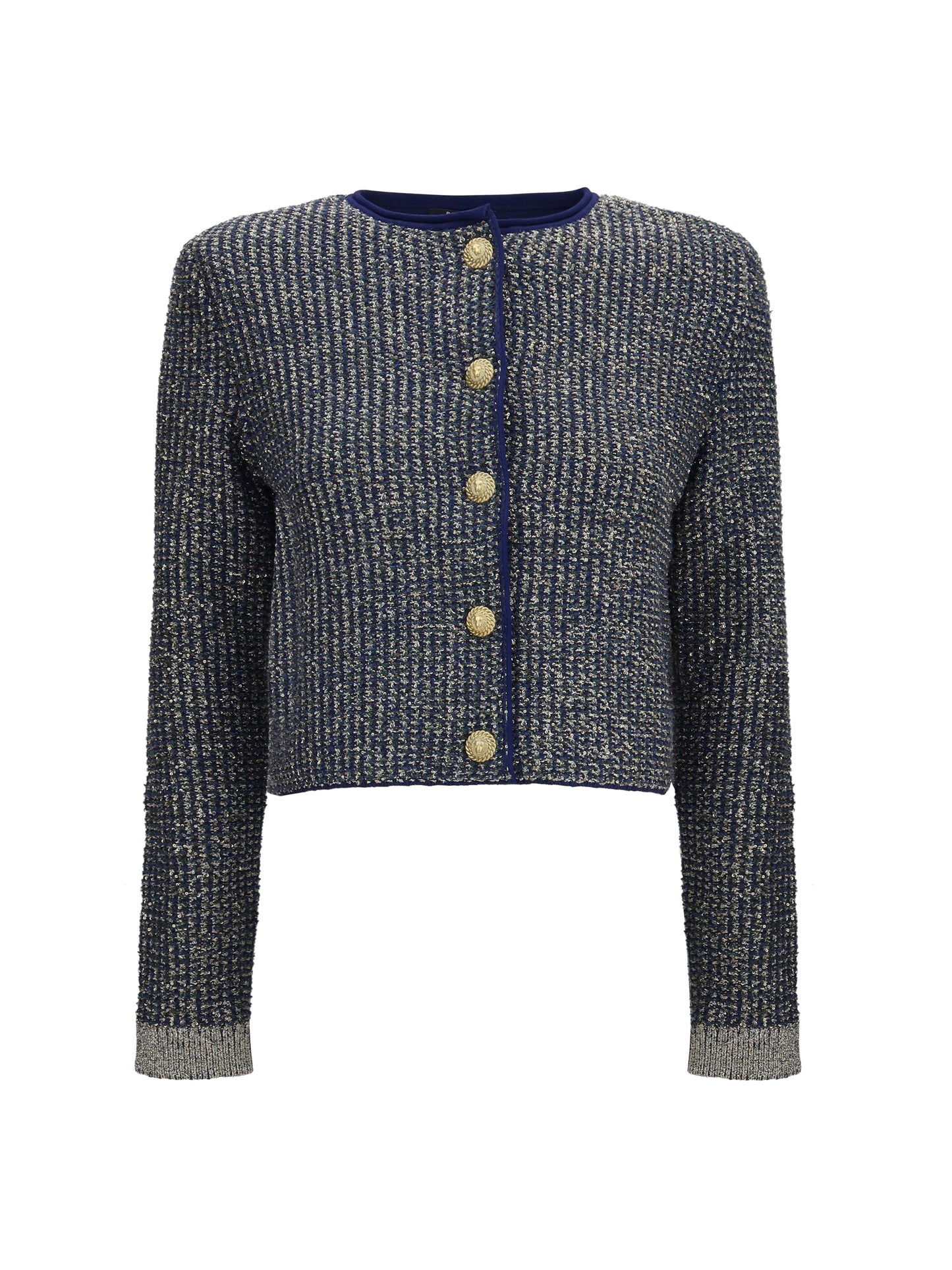 Balmain Women Quilted Sequin Cardigan With Decorative Buttons BALMAIN