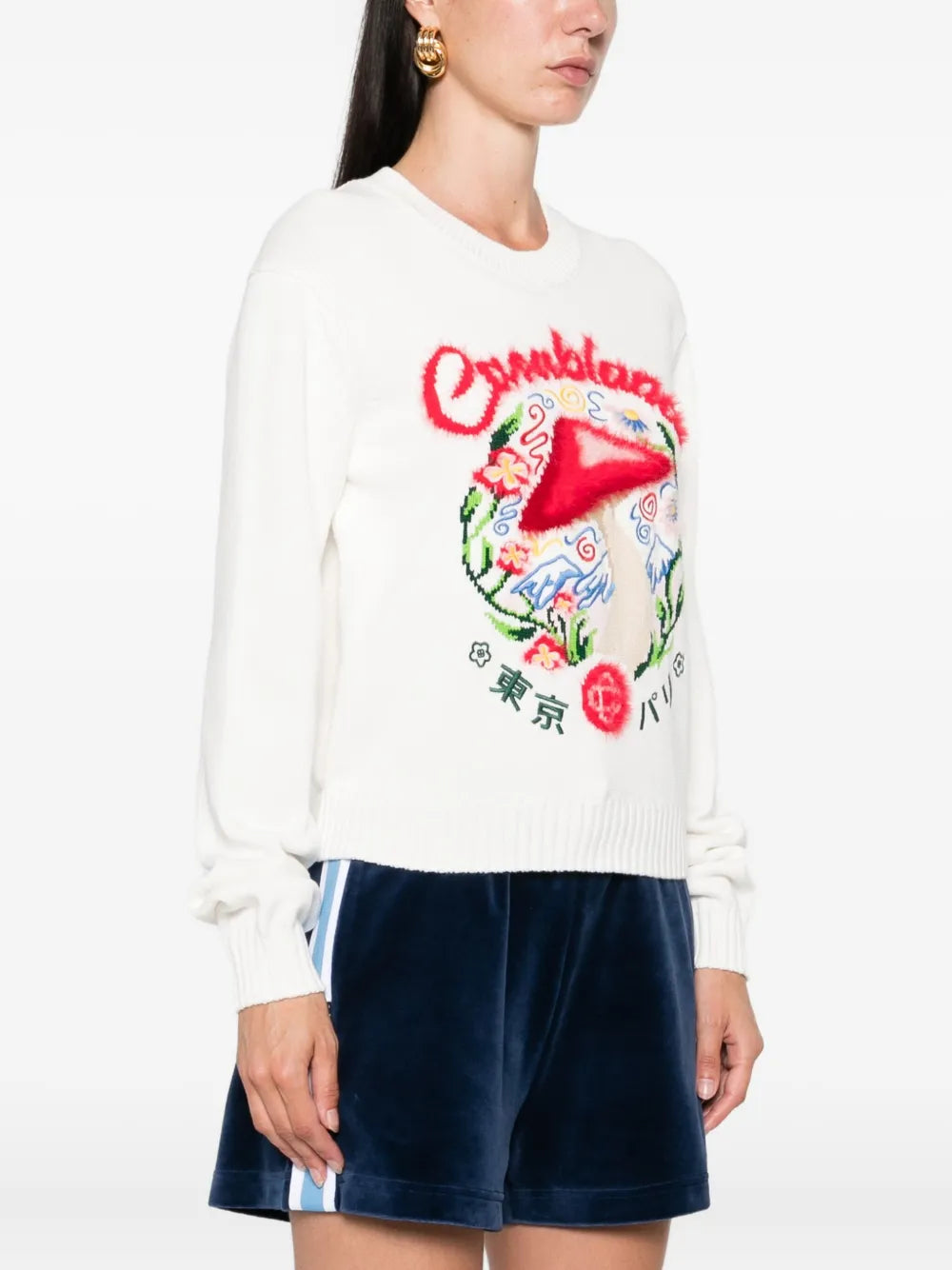 Casablanca Women Crewneck Sweater With Mushroom Embroidery CASABLANCA