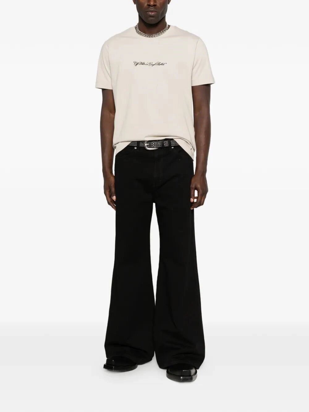 Off White Men `Script Arrow` Short Sleeve Slim T-Shirt