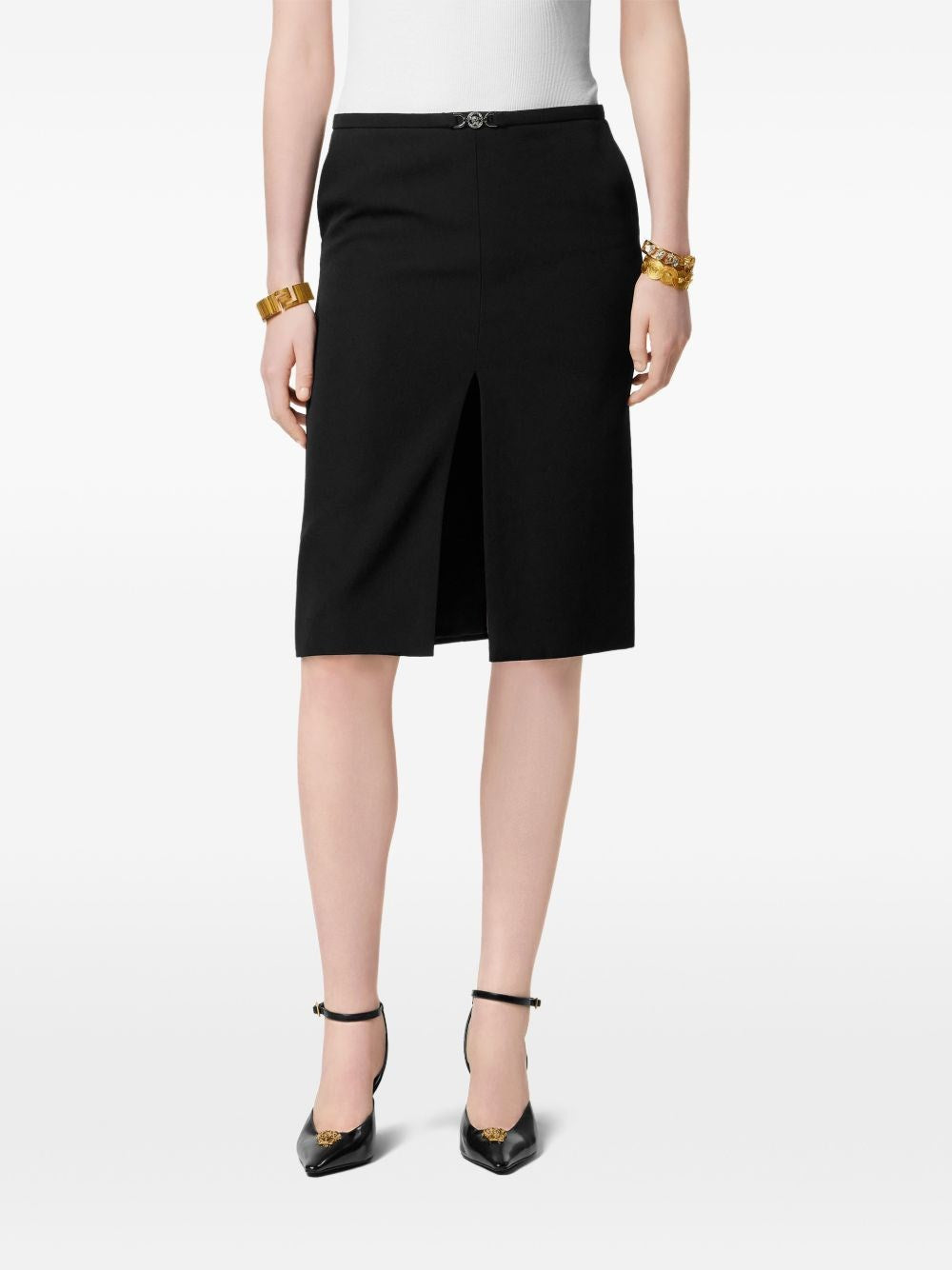 Versace Women Midi Skirt In Double Wool Crêpe VERSACE