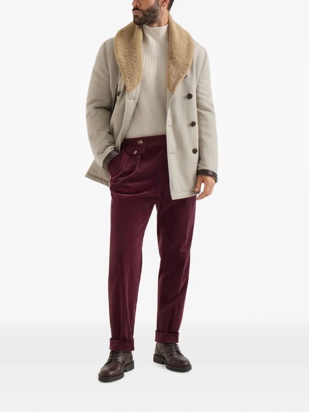 Brunello Cucinelli Men Traditional Fit Trousers With Double Pleat BRUNELLO CUCINELLI
