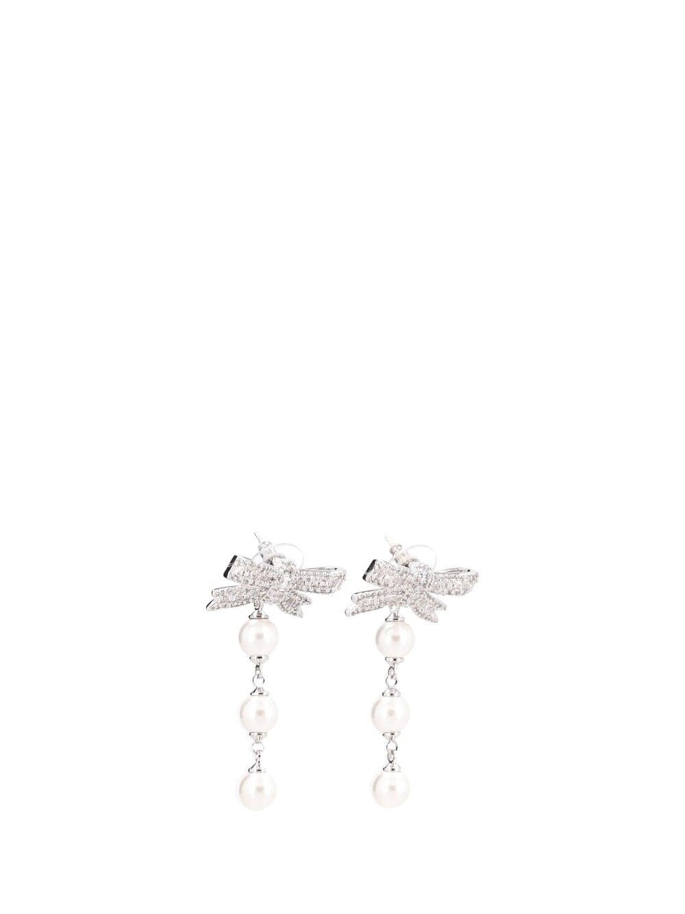 Self-Portrait Women Bow Earrings With Pearl-Effect Pendants SELF-PORTRAIT