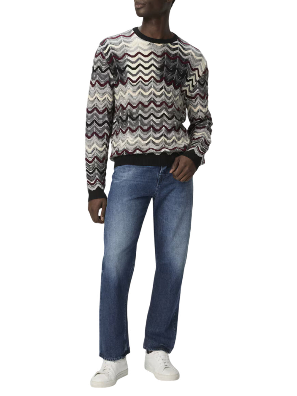 Missoni Men Crew-Neck Sweater With Geometric Zigzag Pattern MISSONI