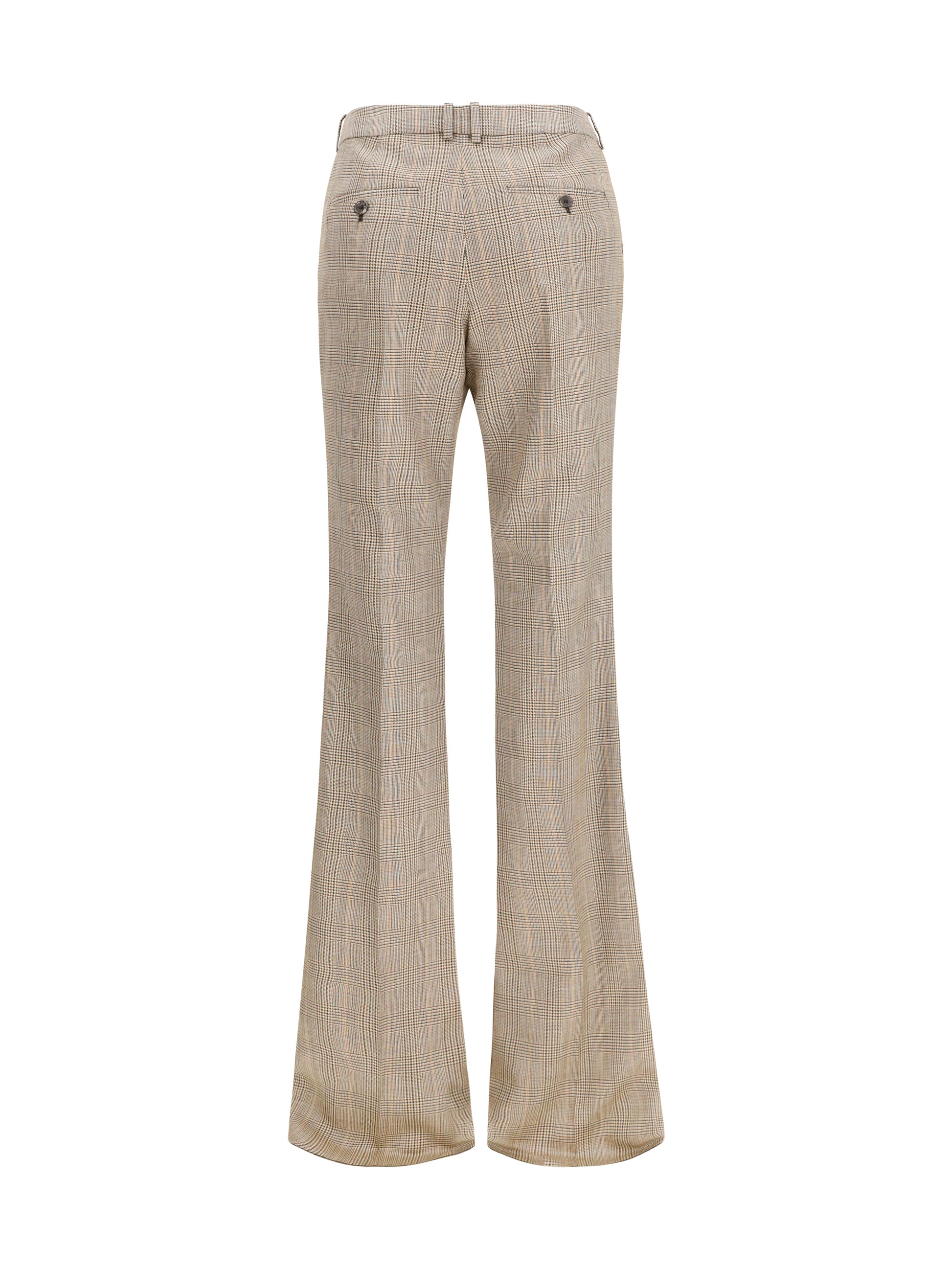 Saint Laurent Women Prince Of Wales Houndstooth Wool Flared Pants SAINT LAURENT