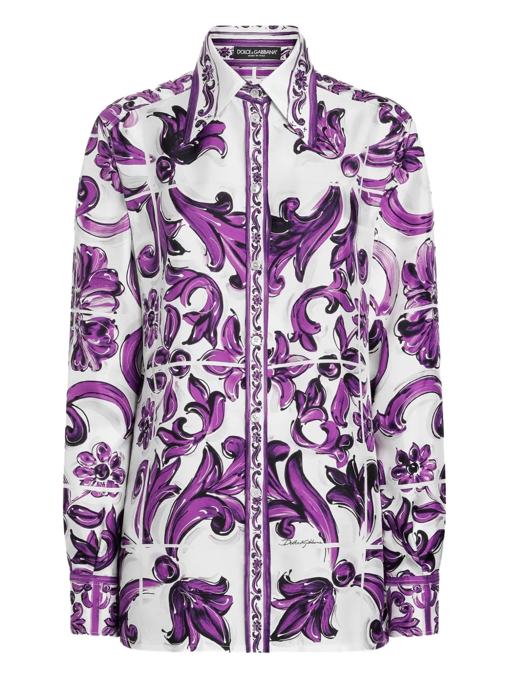 Dolce & Gabbana Women Silk Shirt With Maiolica Print DOLCE & GABBANA