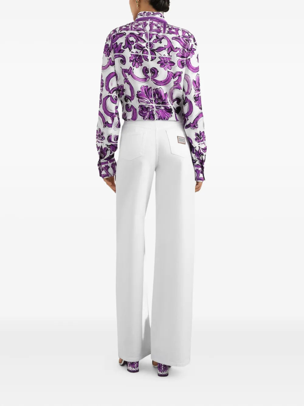 Dolce & Gabbana Women Silk Shirt With Maiolica Print DOLCE & GABBANA