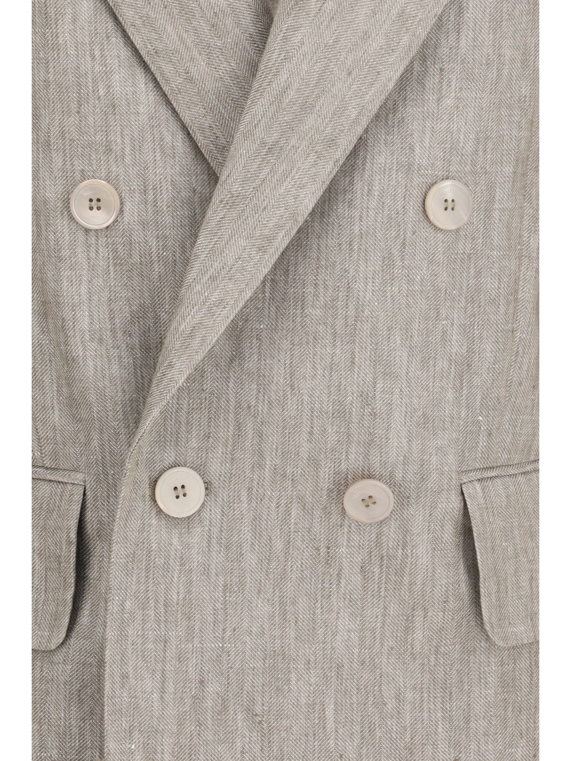 Max Mara Women Olimpia Double-Breasted Chevron Linen Blazer MAX MARA