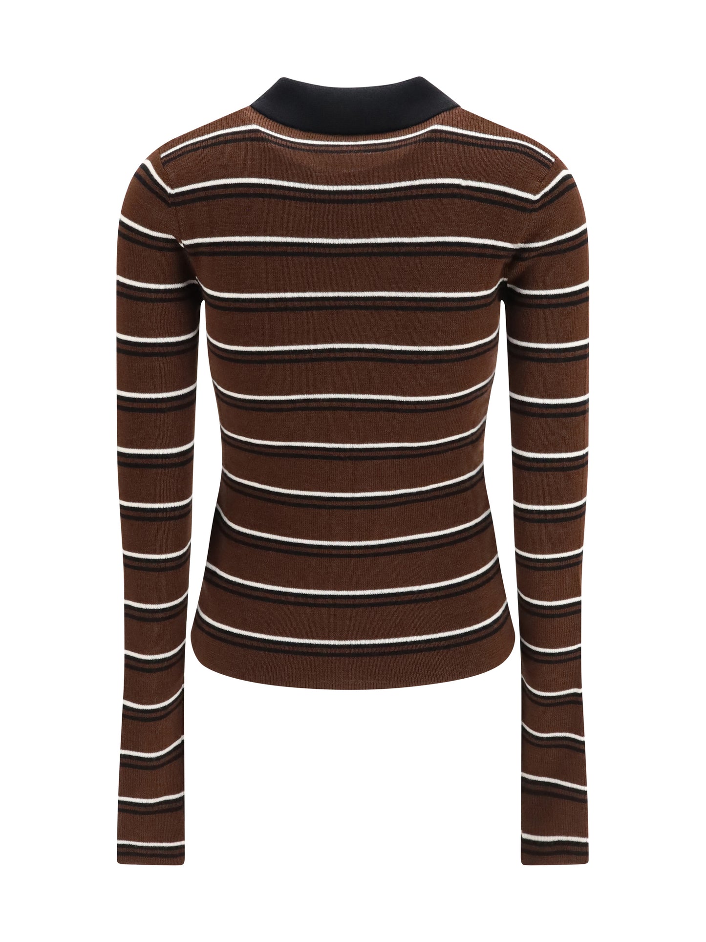 Ganni Women Striped Merino Polo Shirt GANNI