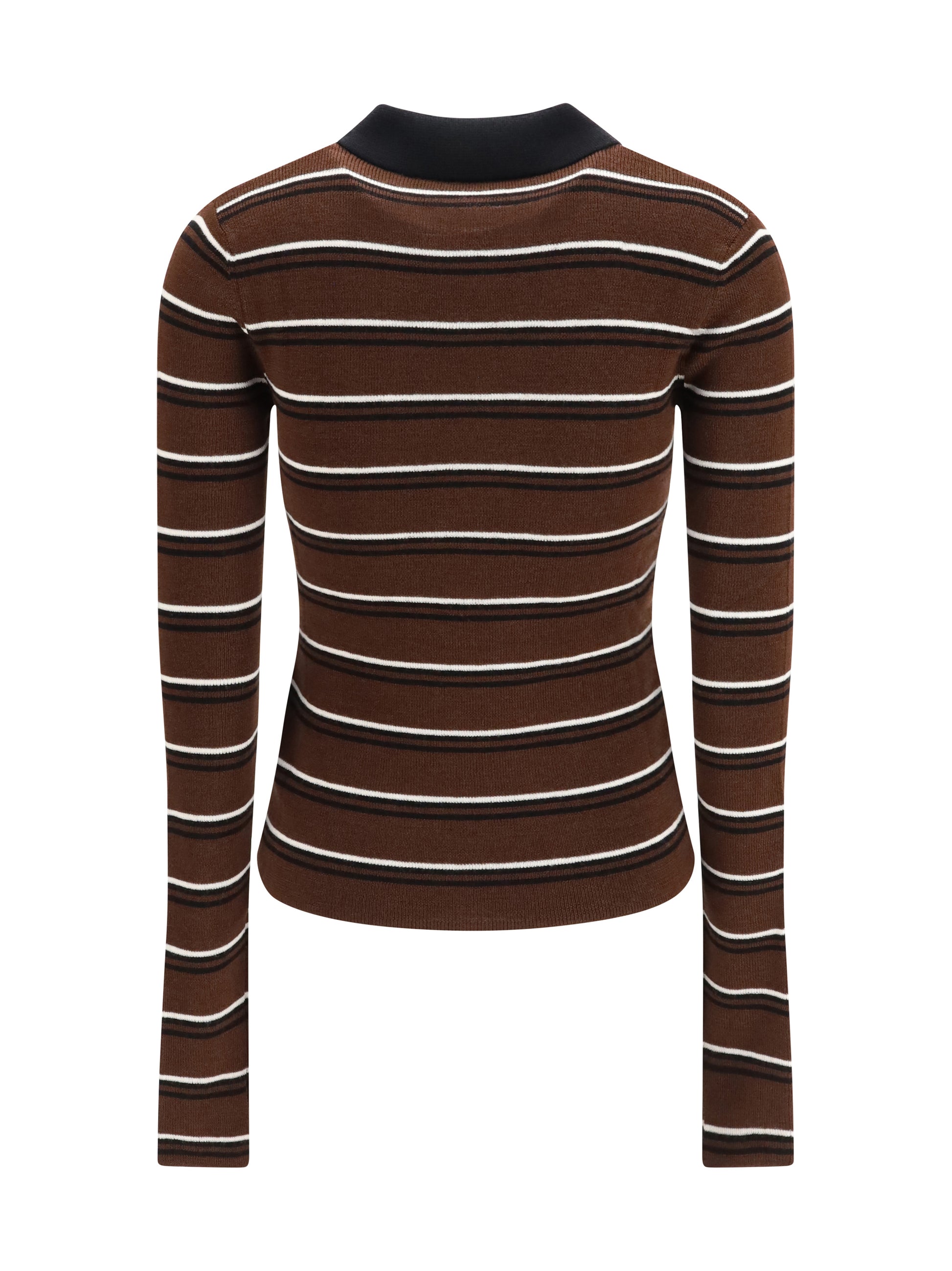 Ganni Women Striped Merino Polo Shirt GANNI