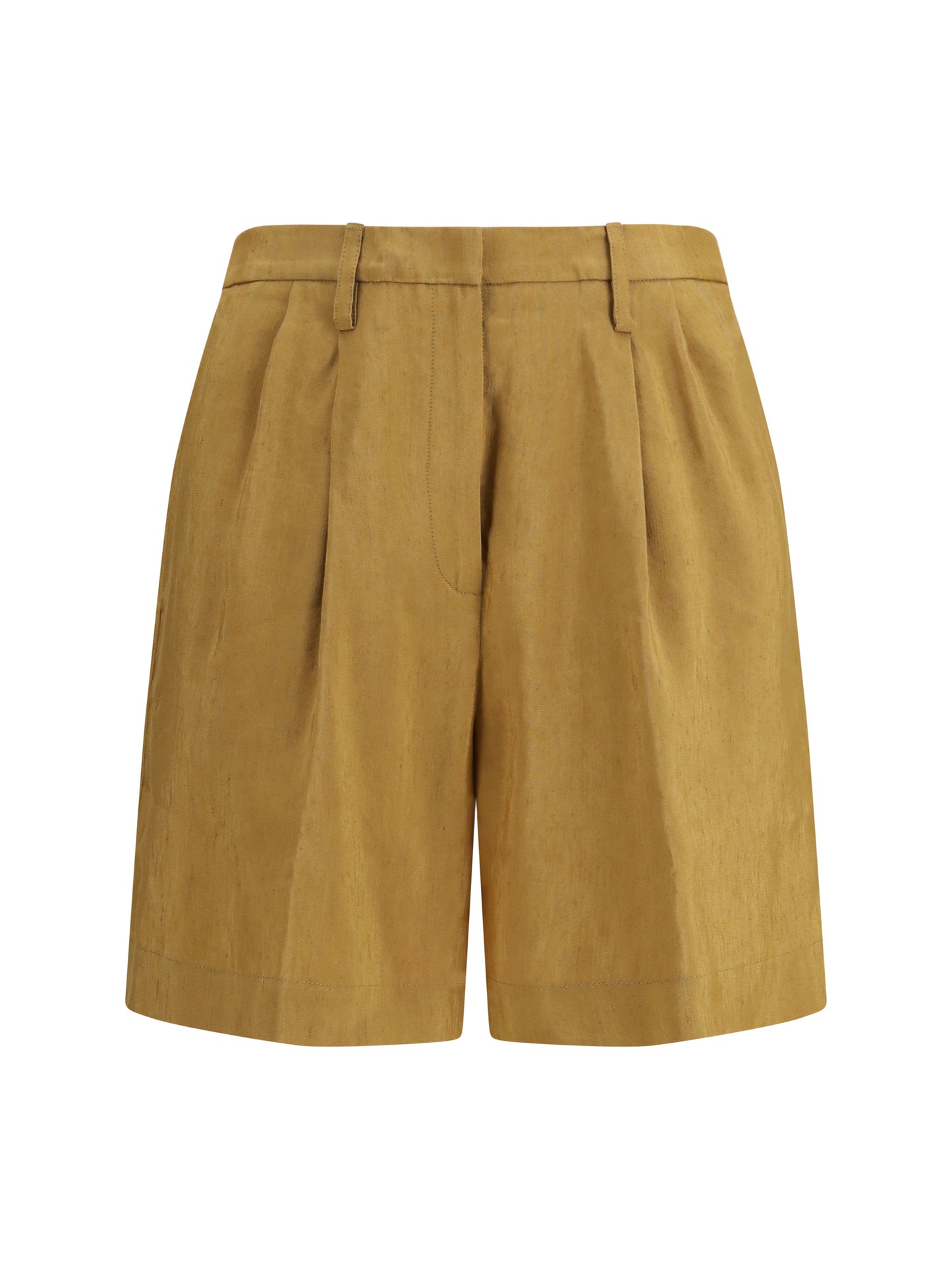 Forte_Forte Women Slubbed Linen And Viscose Bermuda Shorts With Hook And Zip Closure FORTE FORTE