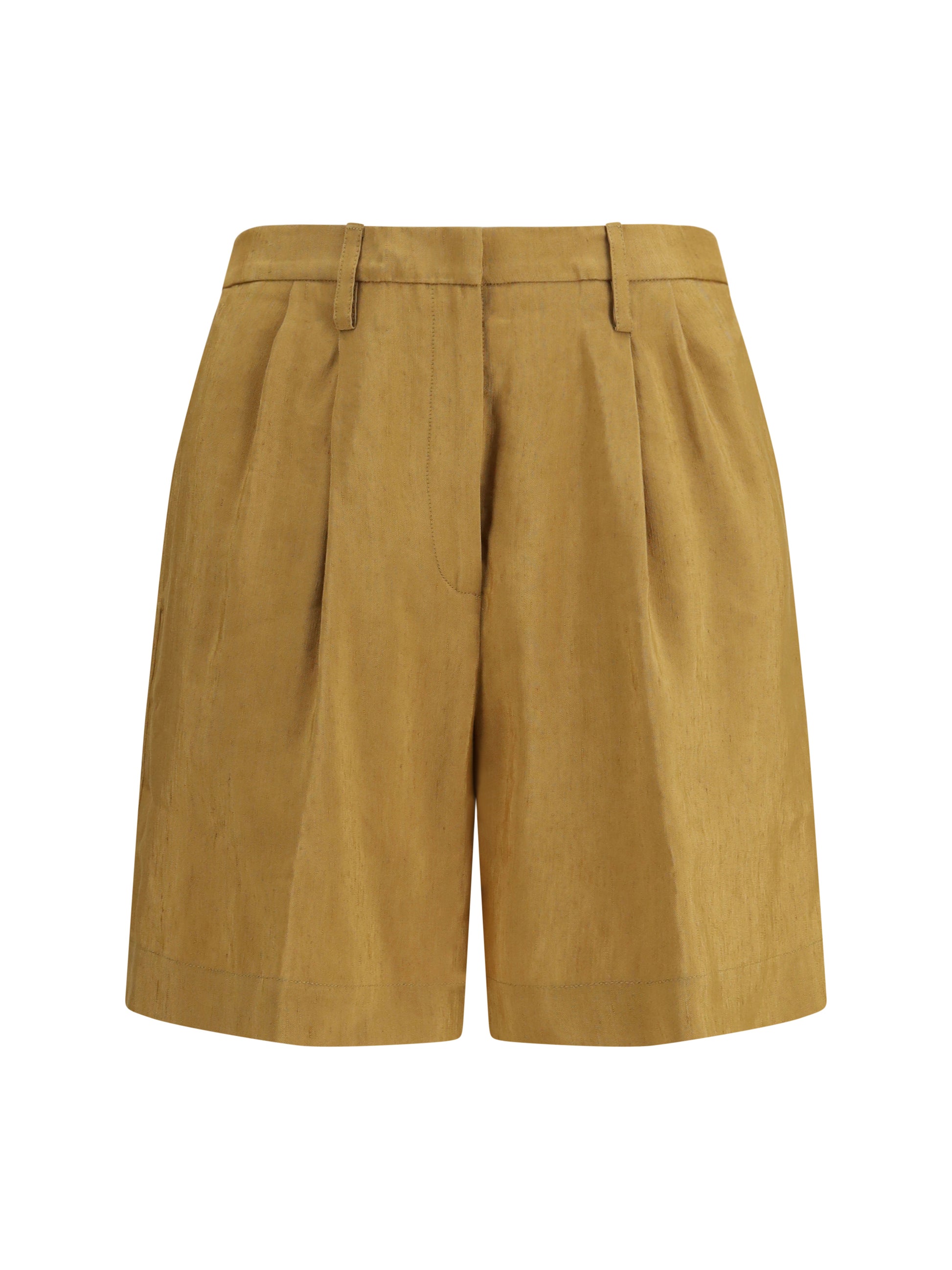 Forte_Forte Women Slubbed Linen And Viscose Bermuda Shorts With Hook And Zip Closure FORTE FORTE