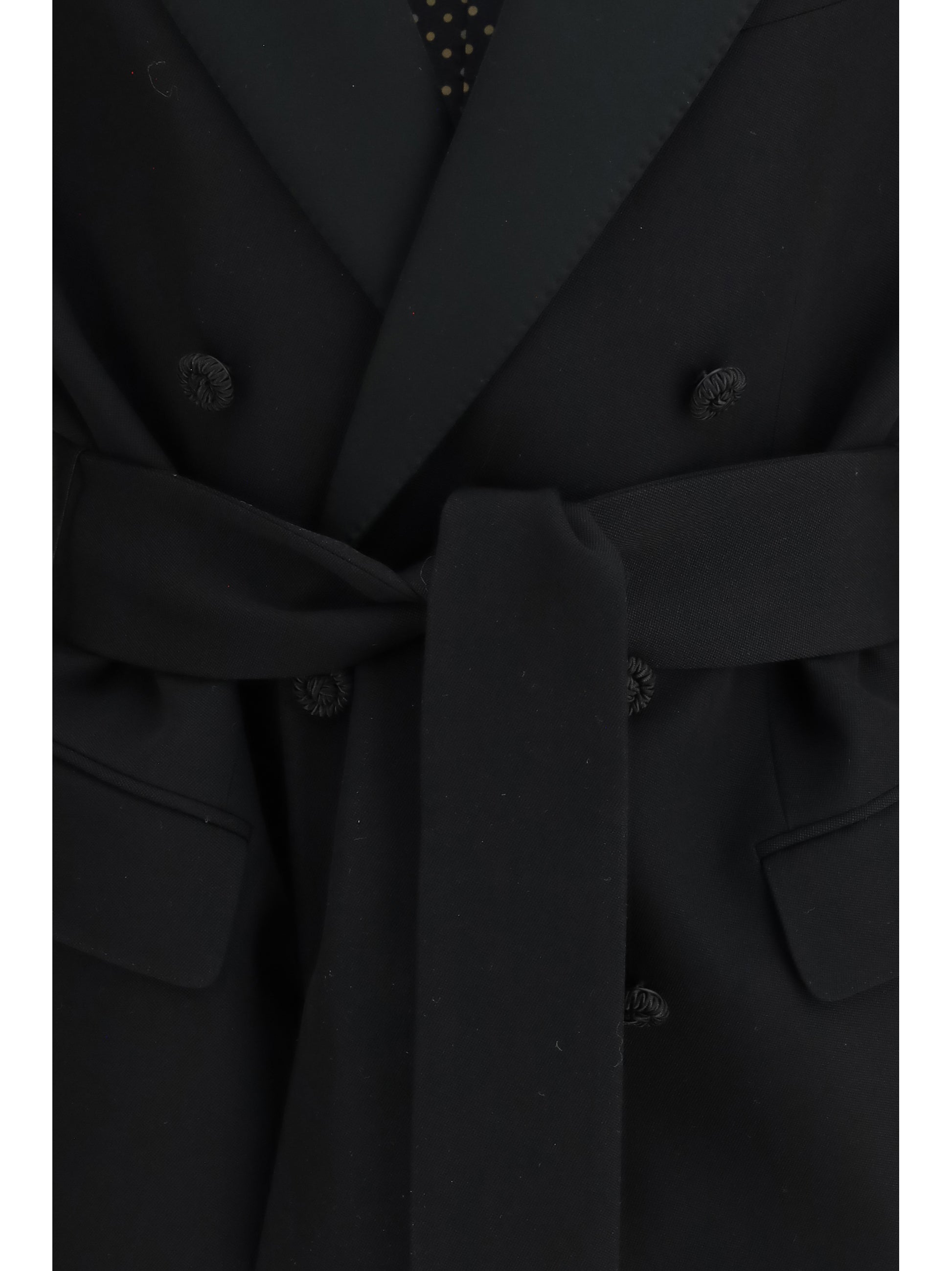 Valentino Men Double-Breasted Virgin Wool Blazer With Belt VALENTINO