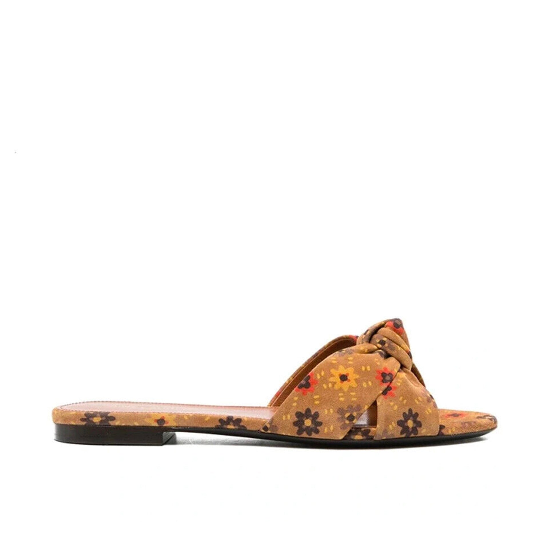 Saint Laurent Bianca Knotted Suede Slides Women SAINT LAURENT