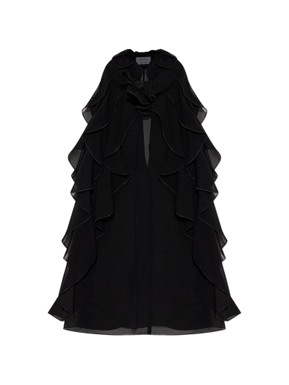 Mcqueen Women Cut-Out Top In Silk Georgette With Ruffles ALEXANDER MCQUEEN