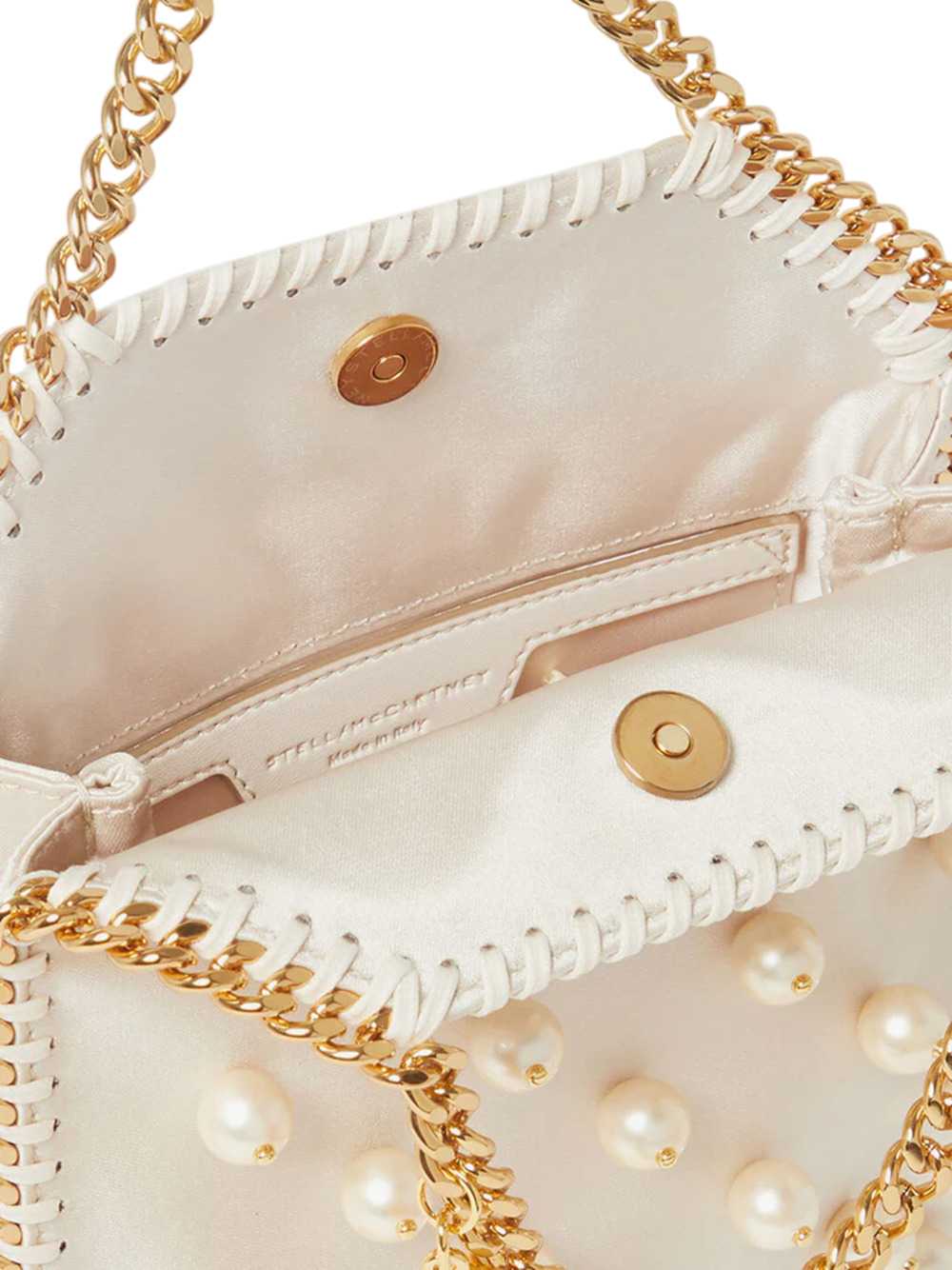 Stella Mccartney Women Falabella Satin Shoulder Bag With Vegan Pearl Detail STELLA MCCARTNEY