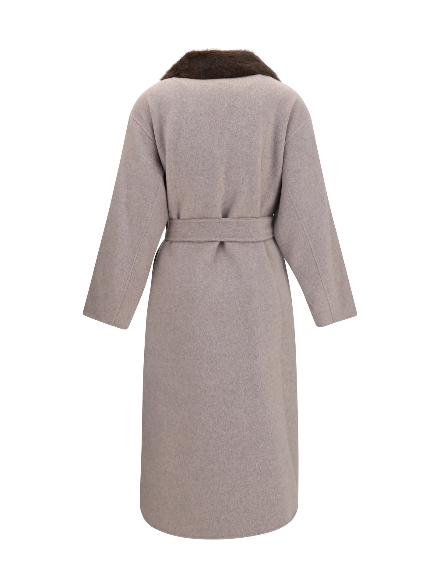 P.A.R.O.S.H. Women Wool Coat With Fur Collar And Belt P.A.R.O.S.H.