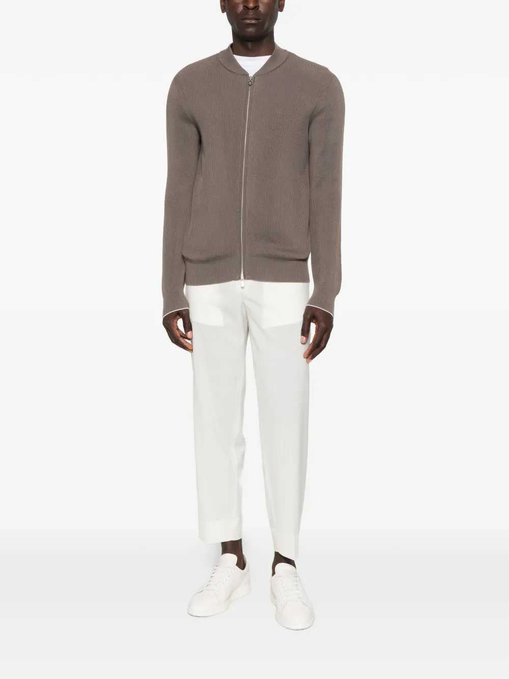 Brunello Cucinelli Men Ribbed Cardigan With Zip Closure BRUNELLO CUCINELLI