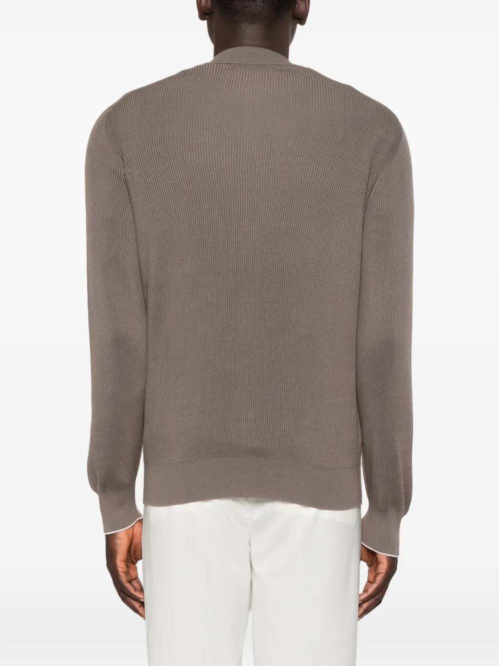 Brunello Cucinelli Men Ribbed Cardigan With Zip Closure BRUNELLO CUCINELLI