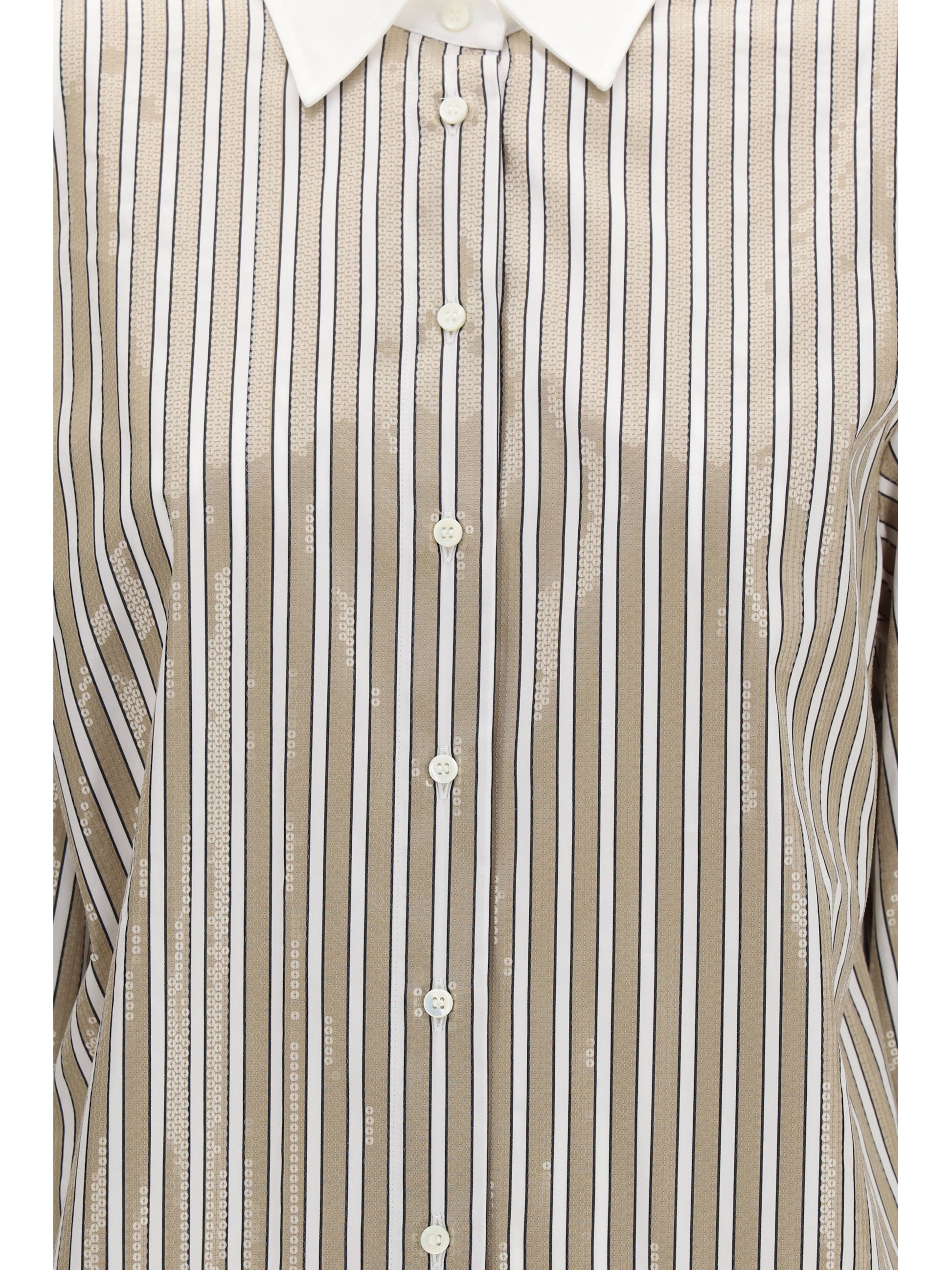 Brunello Cucinelli Women Dazzling Stripes Cotton Shirt BRUNELLO CUCINELLI