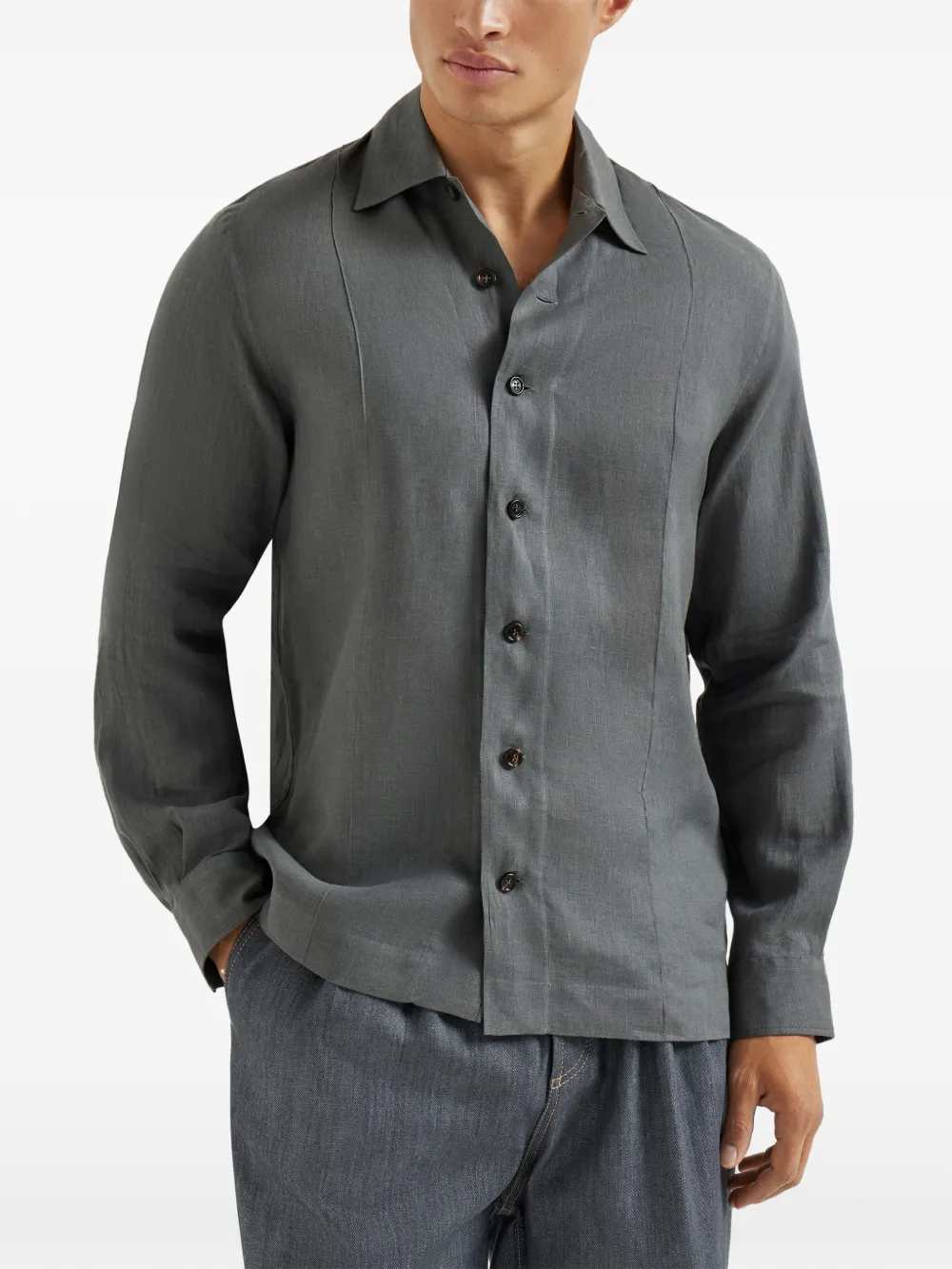 Brunello Cucinelli Men Spread Collar Shirt BRUNELLO CUCINELLI