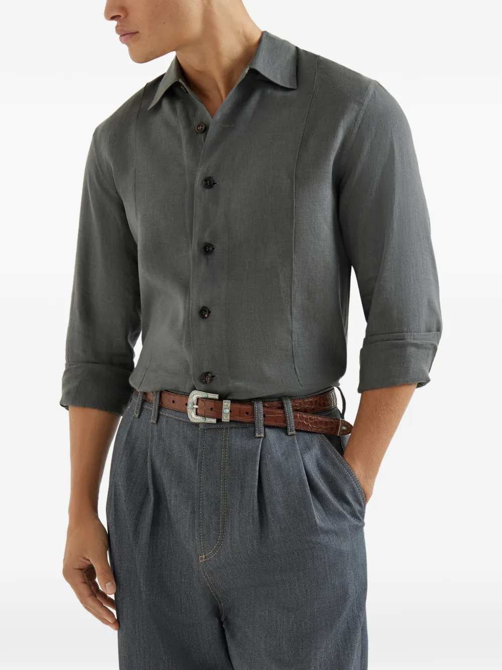 Brunello Cucinelli Men Spread Collar Shirt BRUNELLO CUCINELLI