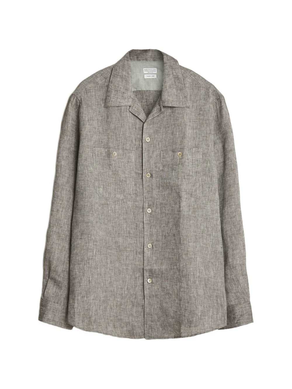 Brunello Cucinelli Men Button-Down Shirt With A Melange Effect BRUNELLO CUCINELLI